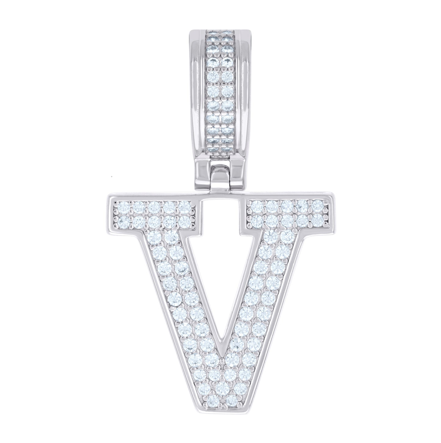 Sterling Silver Or Yellow-tone Unisex Cubic-Zirconia Initial Letter Charm Pendant