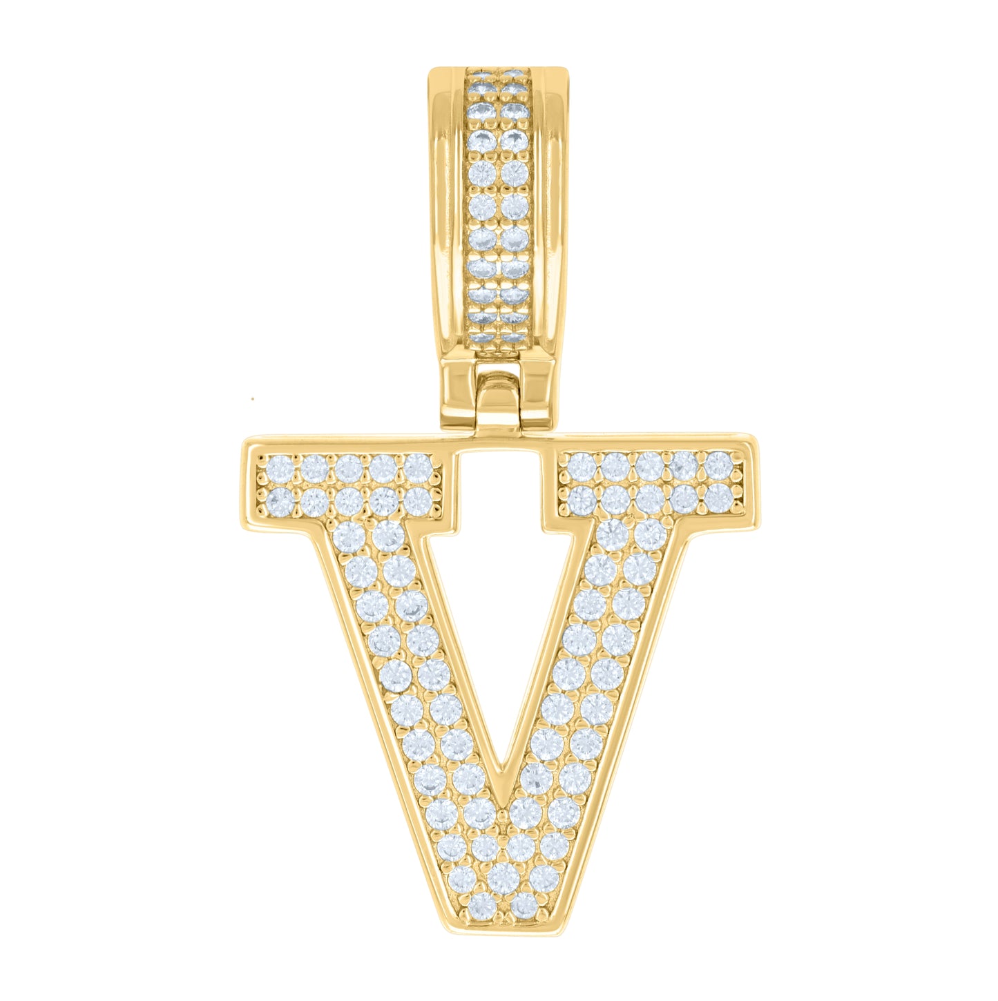 Sterling Silver Or Yellow-tone Unisex Cubic-Zirconia Initial Letter Charm Pendant