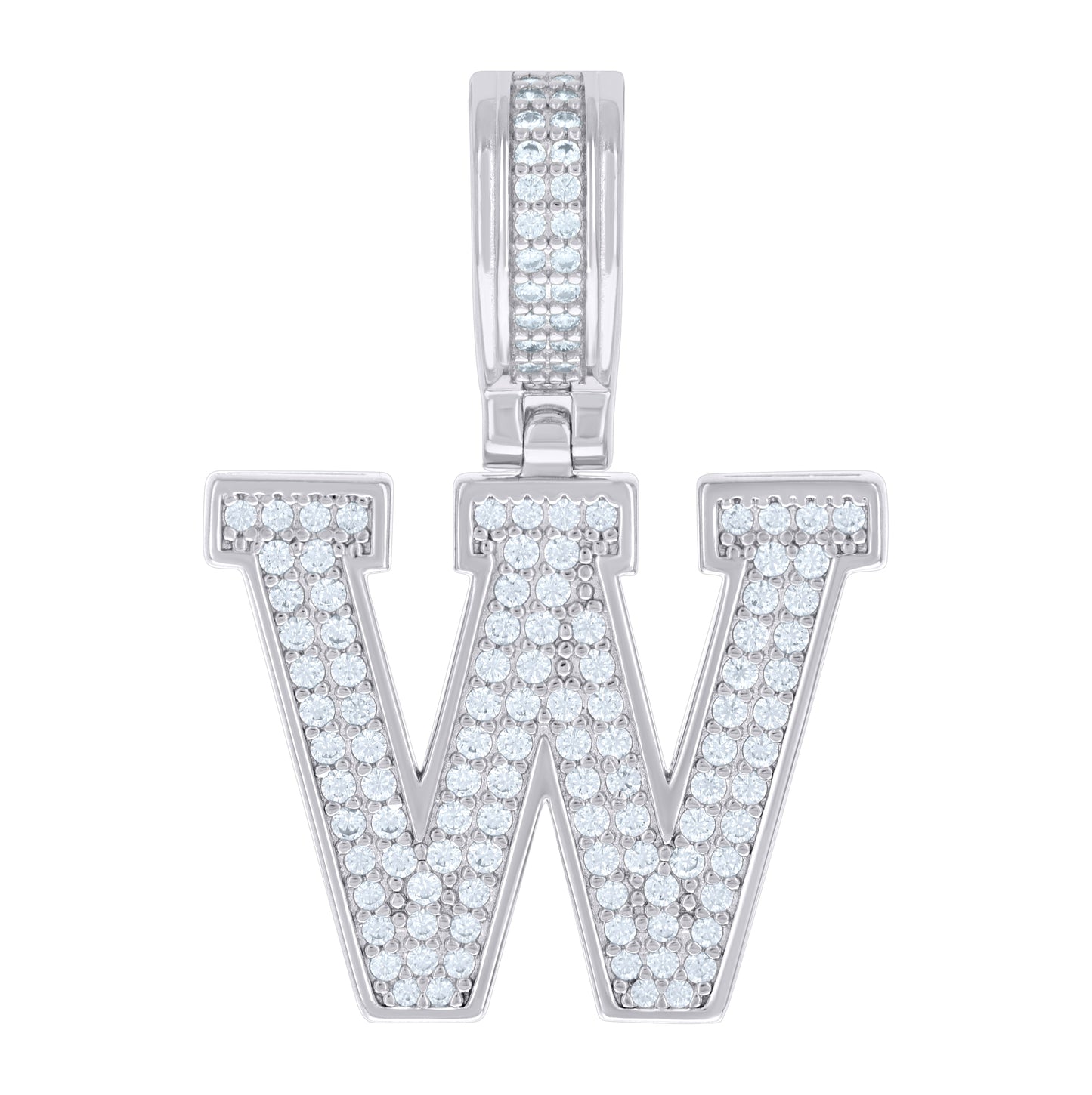 Sterling Silver Or Yellow-tone Unisex Cubic-Zirconia Initial Letter Charm Pendant