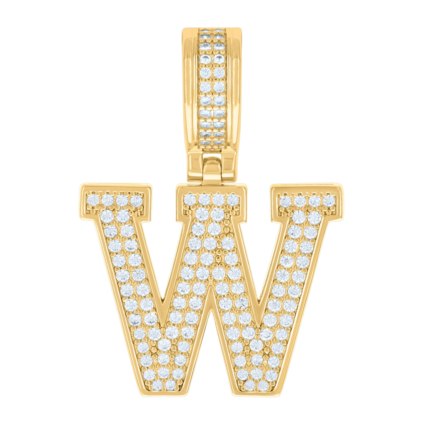 Sterling Silver Or Yellow-tone Unisex Cubic-Zirconia Initial Letter Charm Pendant