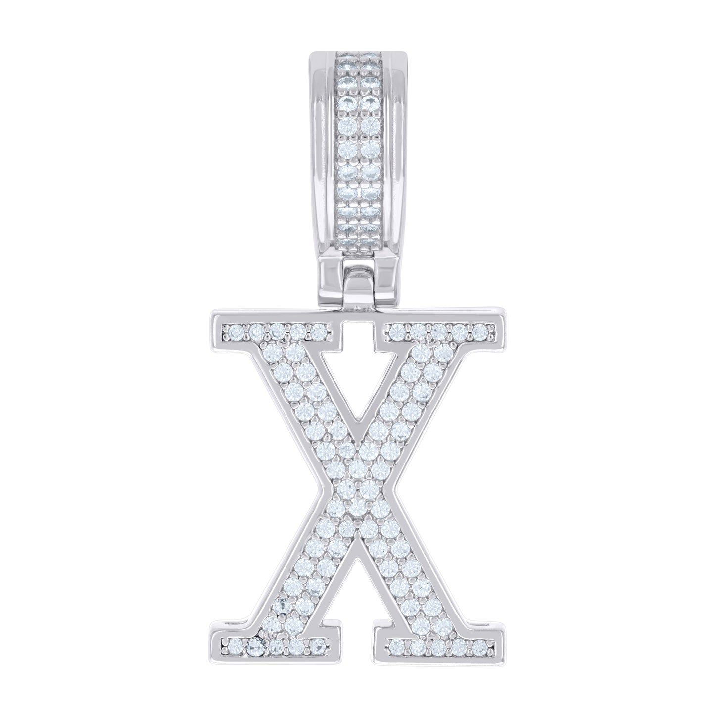 Sterling Silver Or Yellow-tone Unisex Cubic-Zirconia Initial Letter Charm Pendant