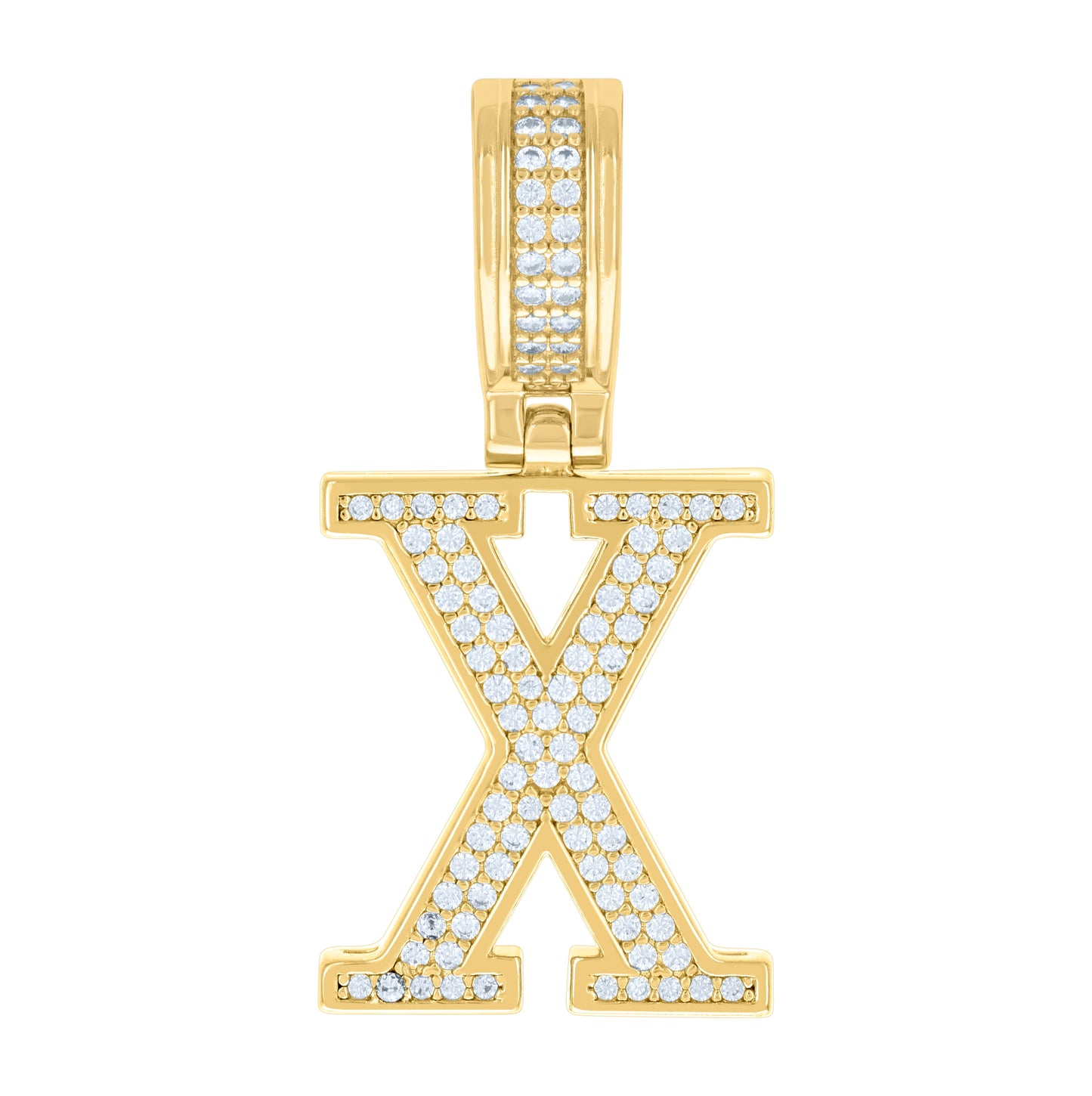 Sterling Silver Or Yellow-tone Unisex Cubic-Zirconia Initial Letter Charm Pendant