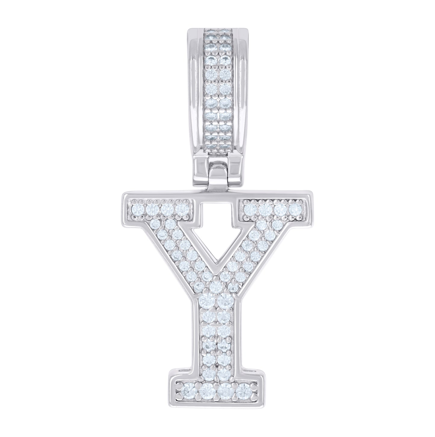 Sterling Silver Or Yellow-tone Unisex Cubic-Zirconia Initial Letter Charm Pendant