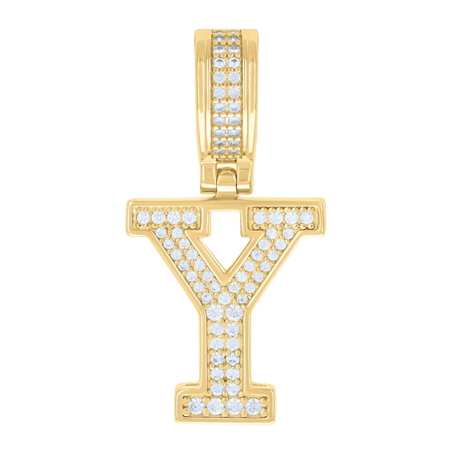 Sterling Silver Or Yellow-tone Unisex Cubic-Zirconia Initial Letter Charm Pendant