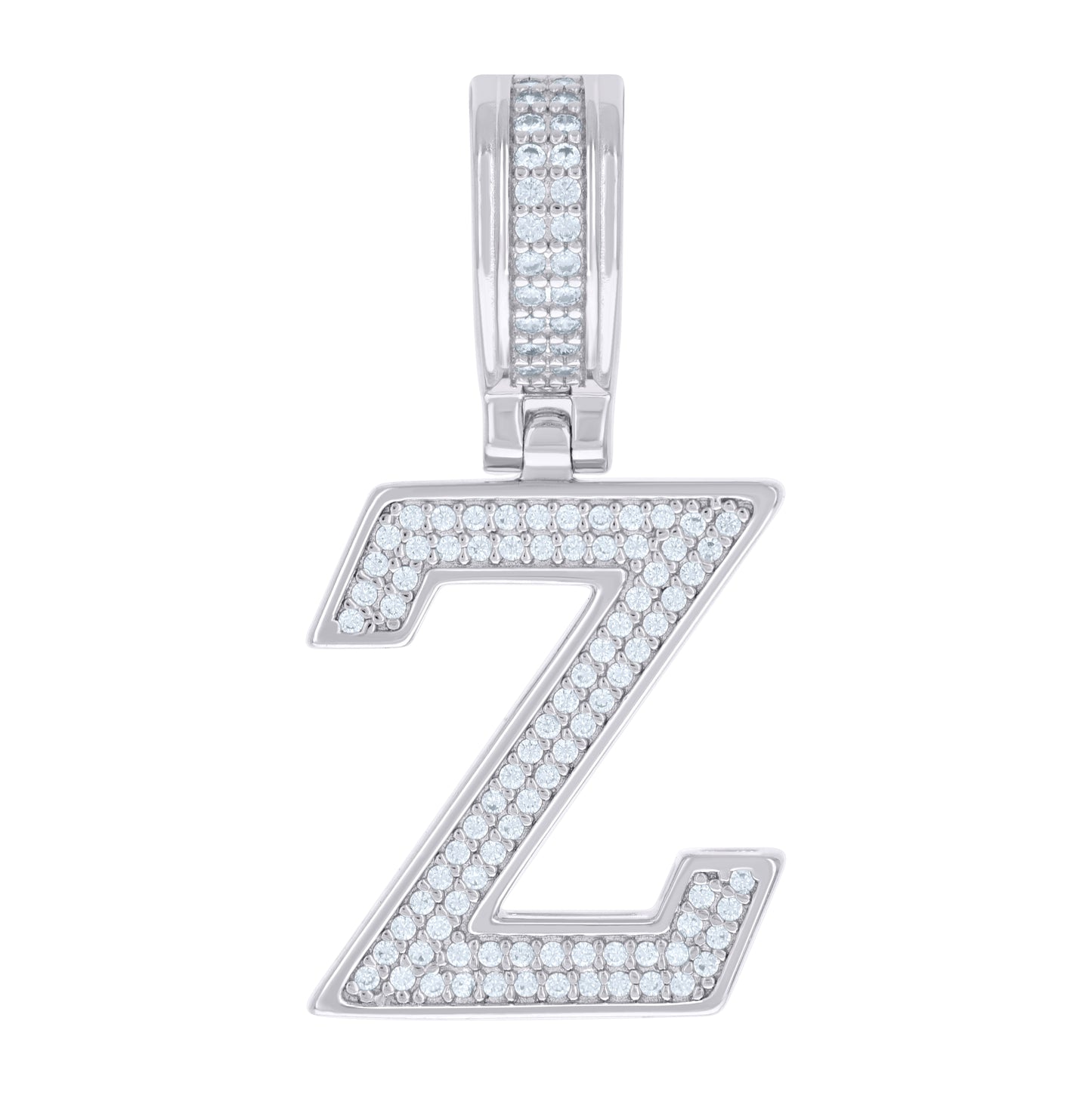 Sterling Silver Or Yellow-tone Unisex Cubic-Zirconia Initial Letter Charm Pendant