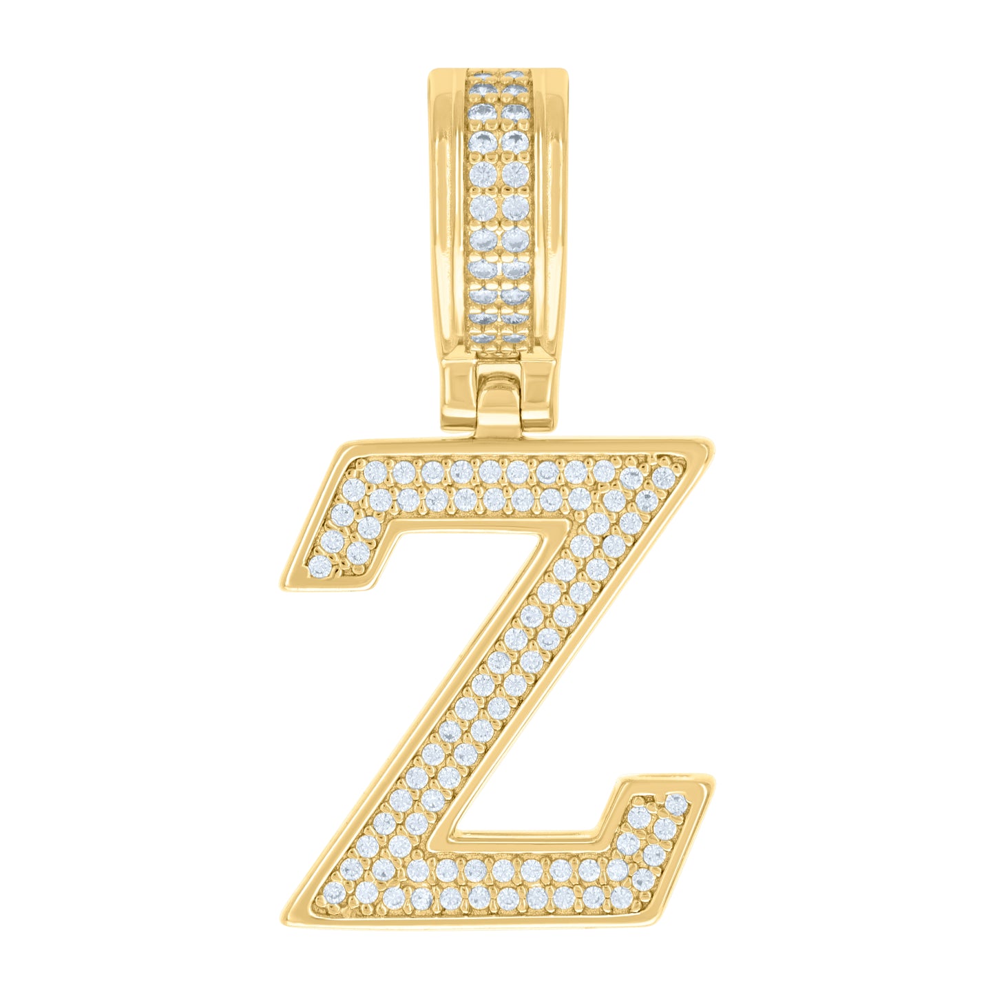 Sterling Silver Or Yellow-tone Unisex Cubic-Zirconia Initial Letter Charm Pendant