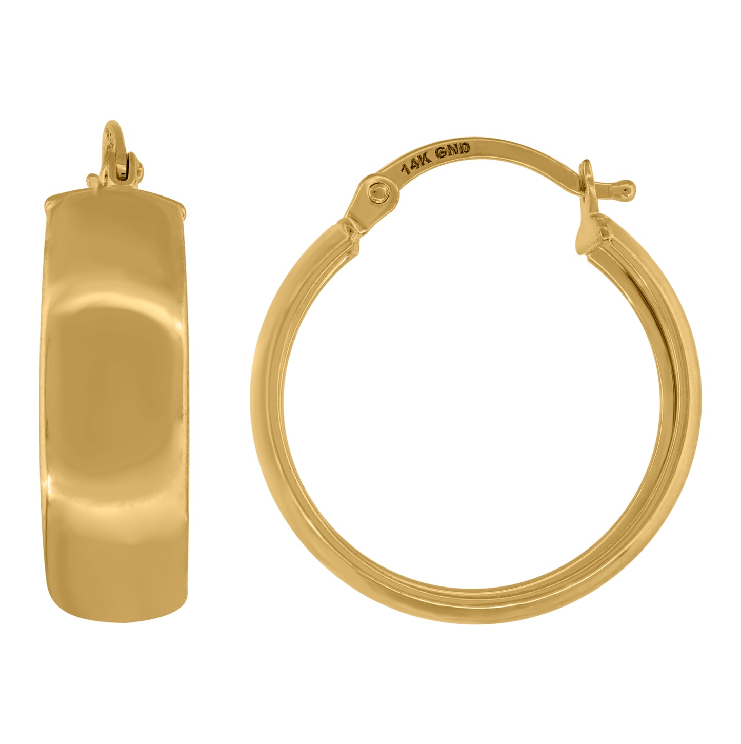 14K Yellow Gold Womens Plain Huggie Hoop 20Mm Earrings