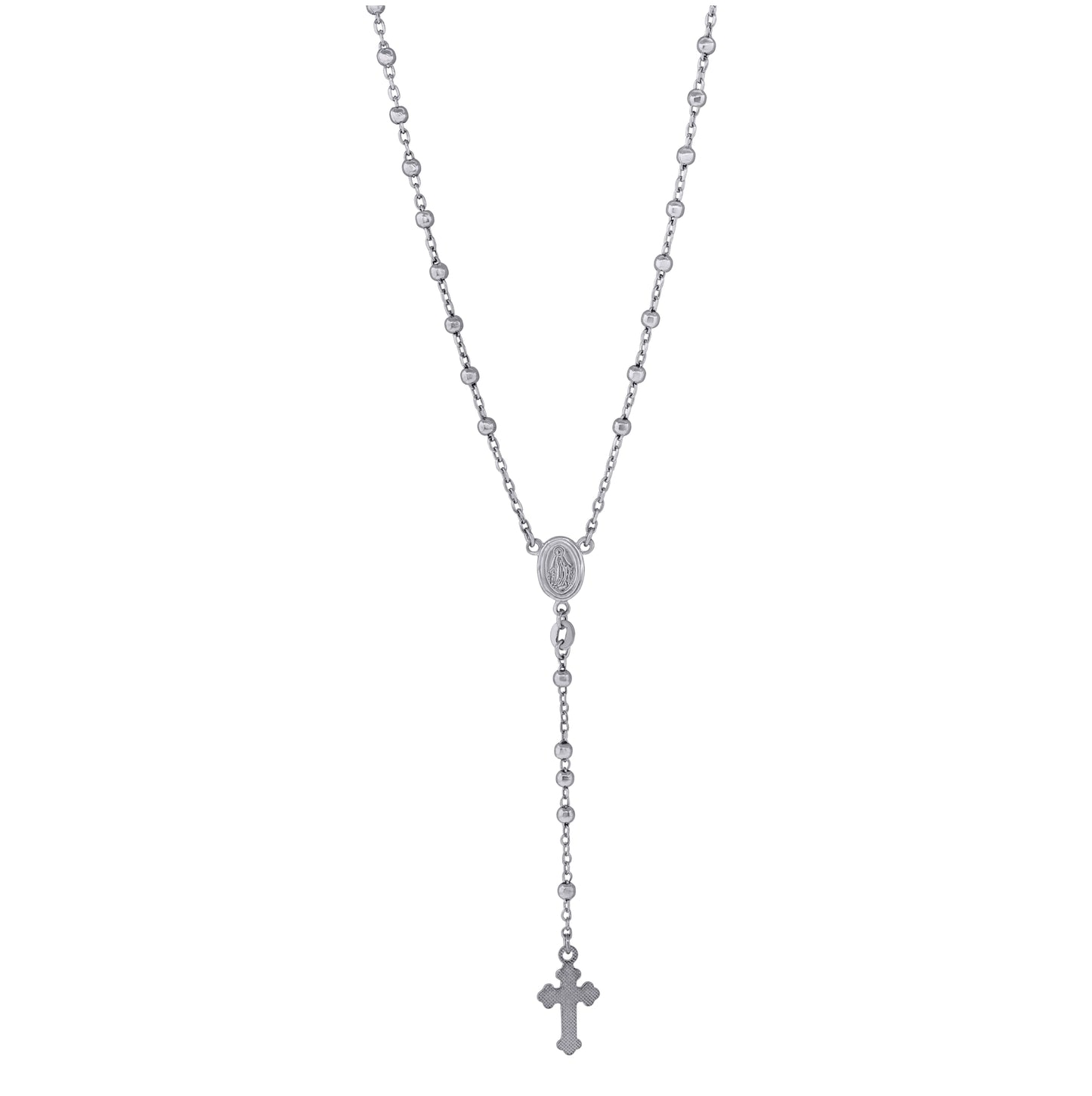 Sterling Silver Or Yellow-Tone Or Rhodium Plated Unisex Rosary Necklace