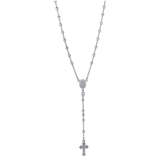 Sterling Silver Or Yellow-Tone Or Rhodium Plated Unisex Rosary Necklace