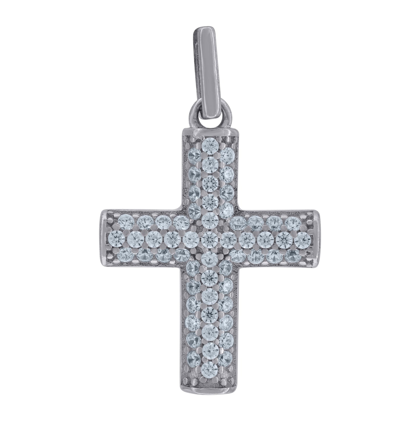 Sterling Silver Unisex Cubic-Zirconia Cross Religious Charm Pendant