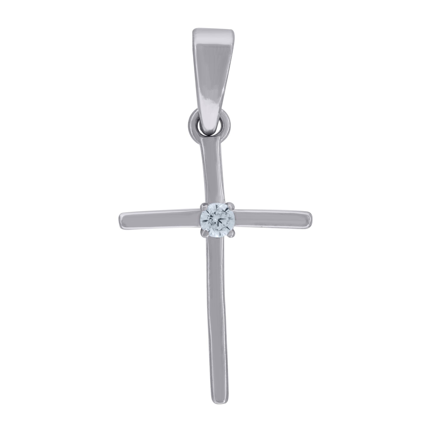 Sterling Silver Unisex Cubic-Zirconia Cross Religious Charm Pendant