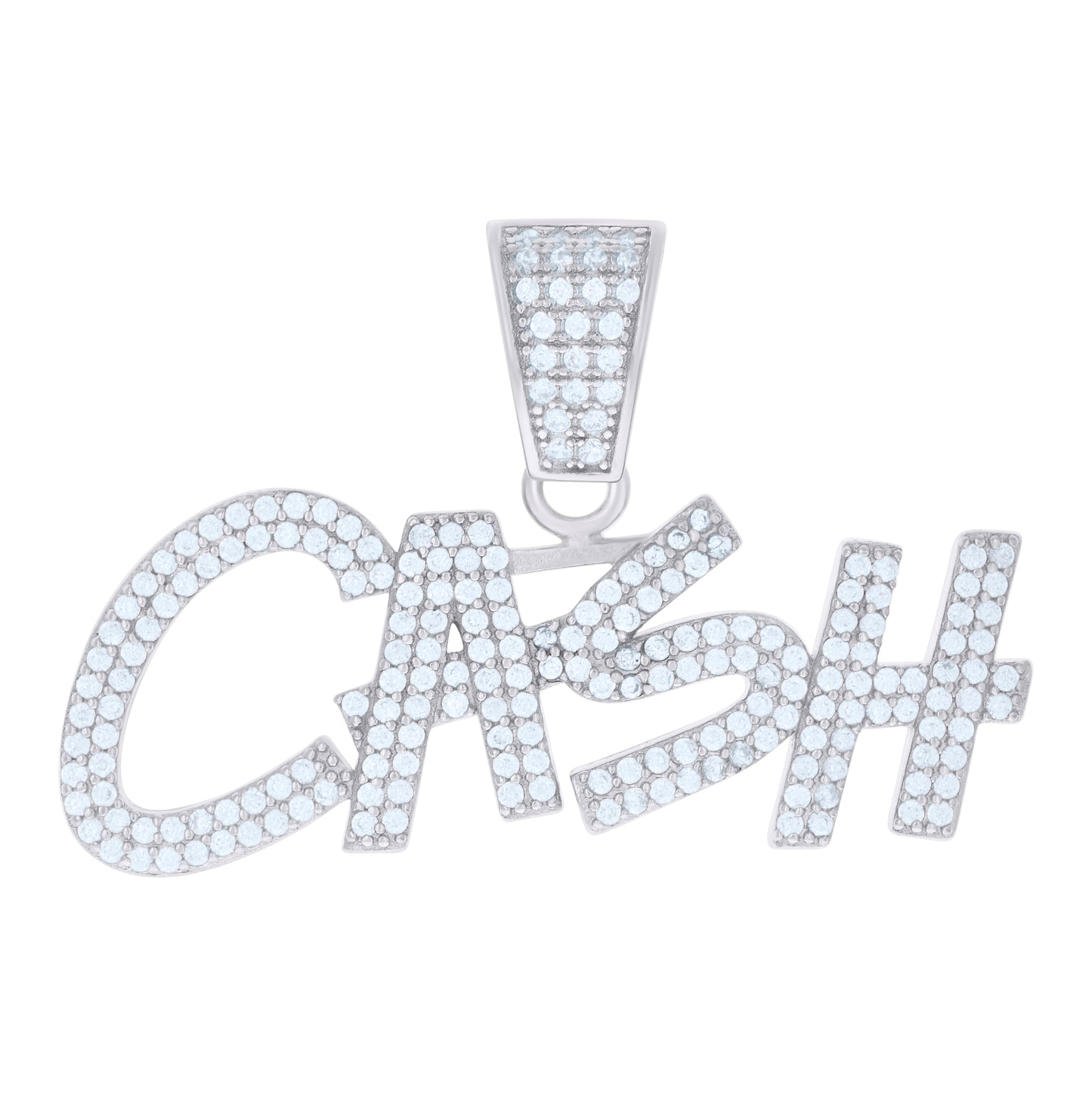Sterling Silver Mens CASH Fashion Charm Pendant
