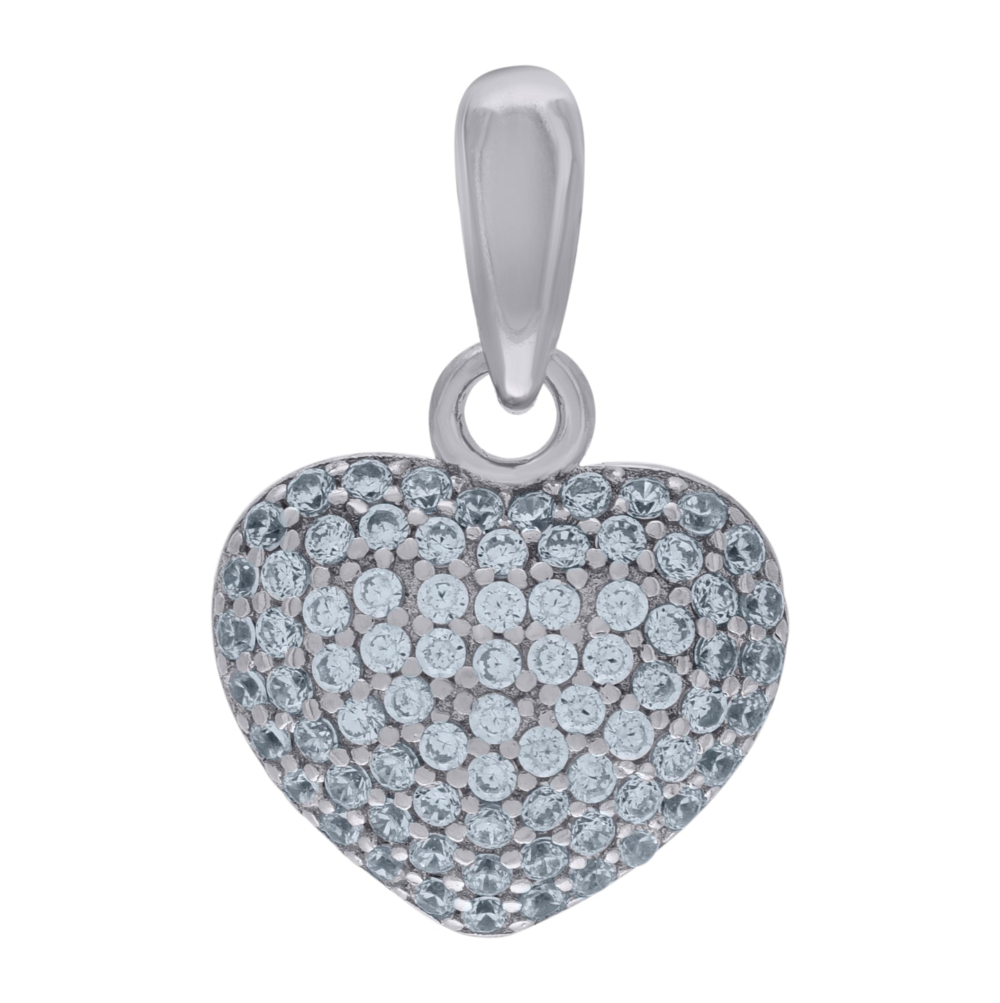 Sterling Silver Womens Cubic-Zirconia Heart Charm Pendant