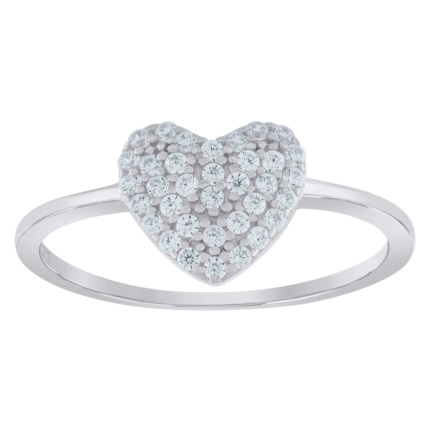 Sterling Silver Women's Cubic-Zirconia Heart Bridal Anniversary Wedding Engagement Band Ring