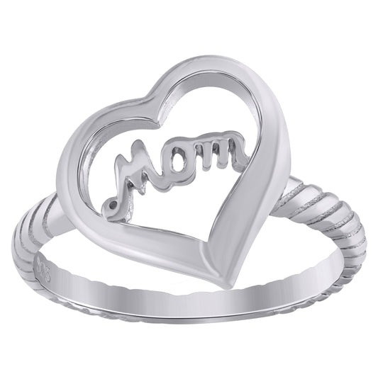 Sterling Silver Womens Heart Twisted Mom Bridal Anniversary Wedding Engagement Band Ring