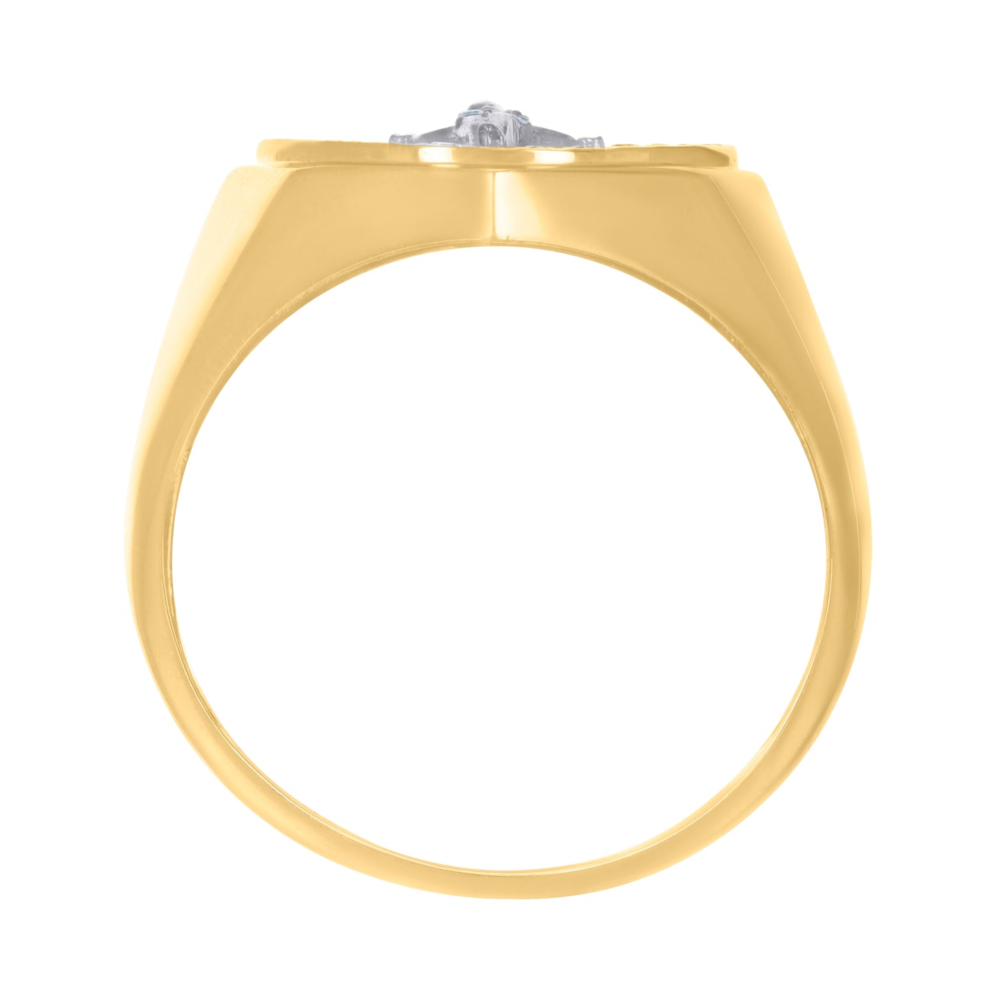 10K Two-Tone Gold Mens Cubic-Zirconia Crucifix Religious Ring