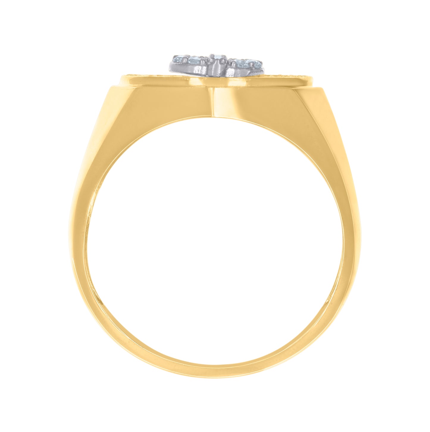 10K Two-Tone Gold Mens Cubic-Zirconia Dollar Sign Symbols Currency Ring
