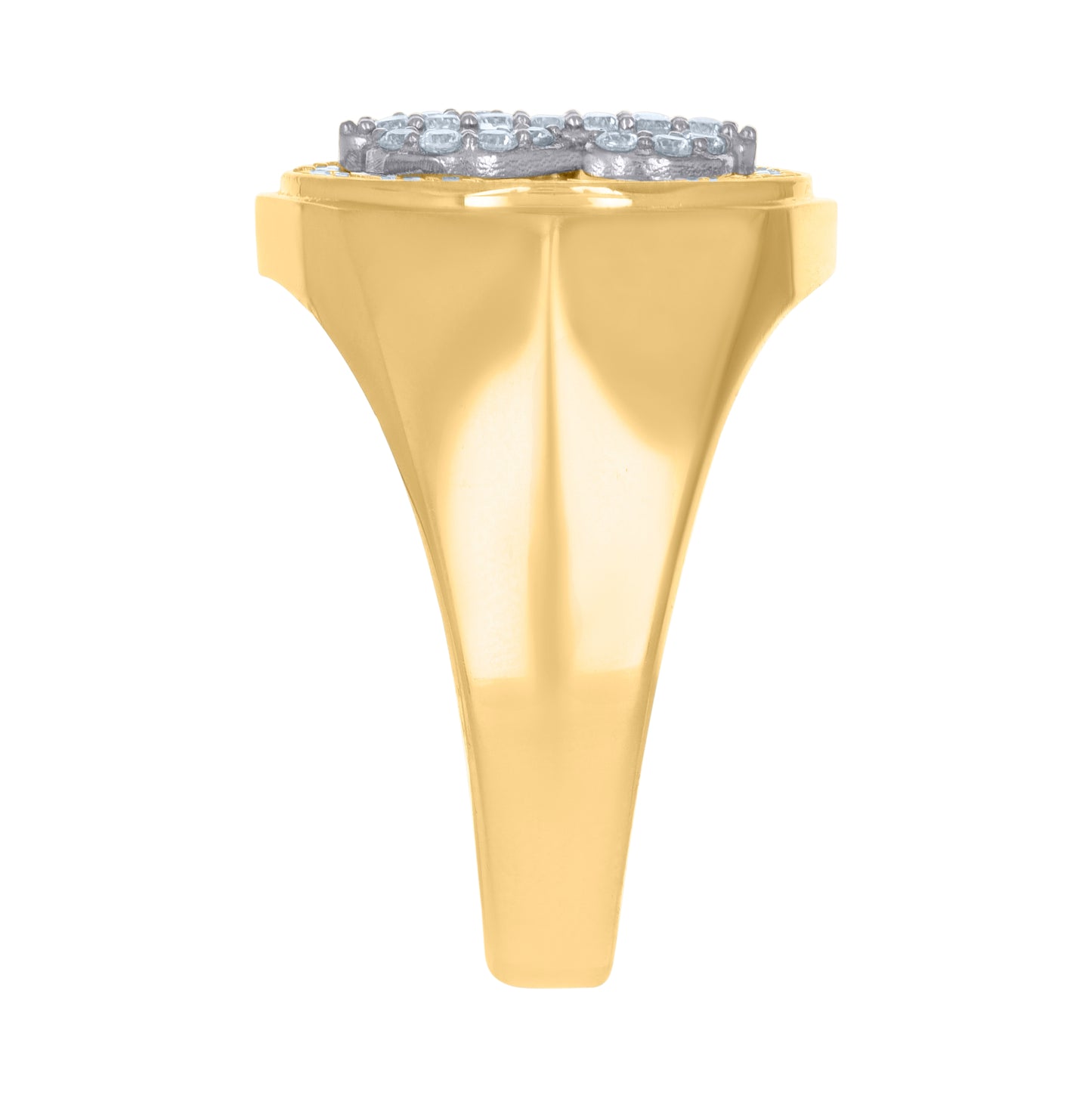10K Two-Tone Gold Mens Cubic-Zirconia Dollar Sign Symbols Currency Ring