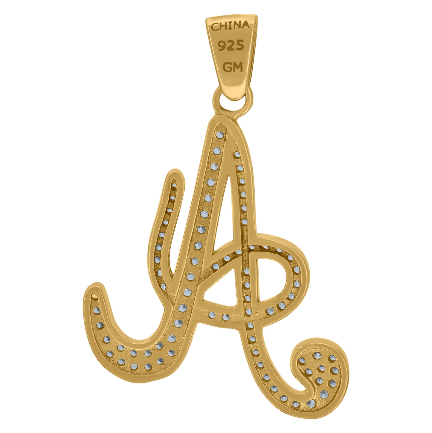 Sterling Silver Unisex Cubic-Zirconia Initial Alphabet Charm Pendant