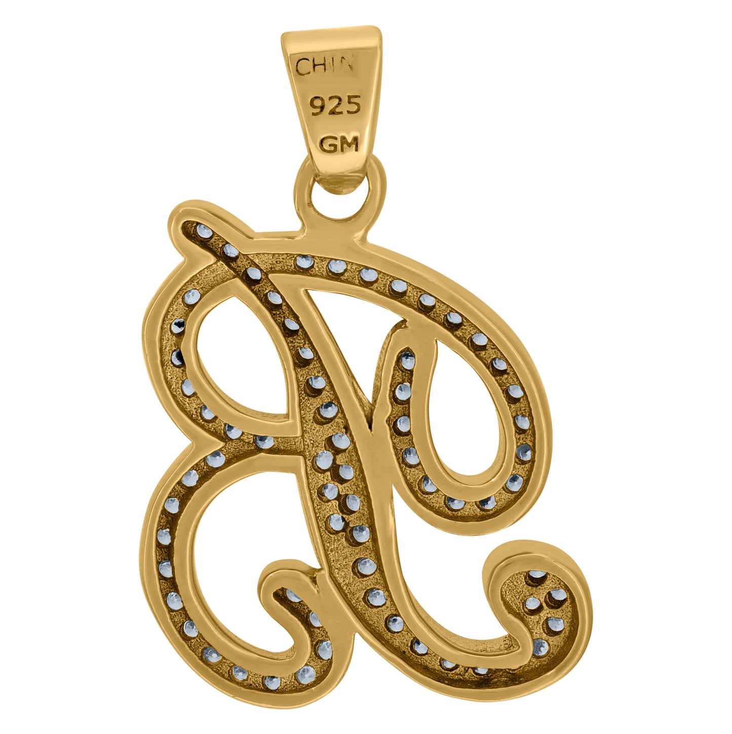 Sterling Silver Unisex Cubic-Zirconia Initial Alphabet Charm Pendant