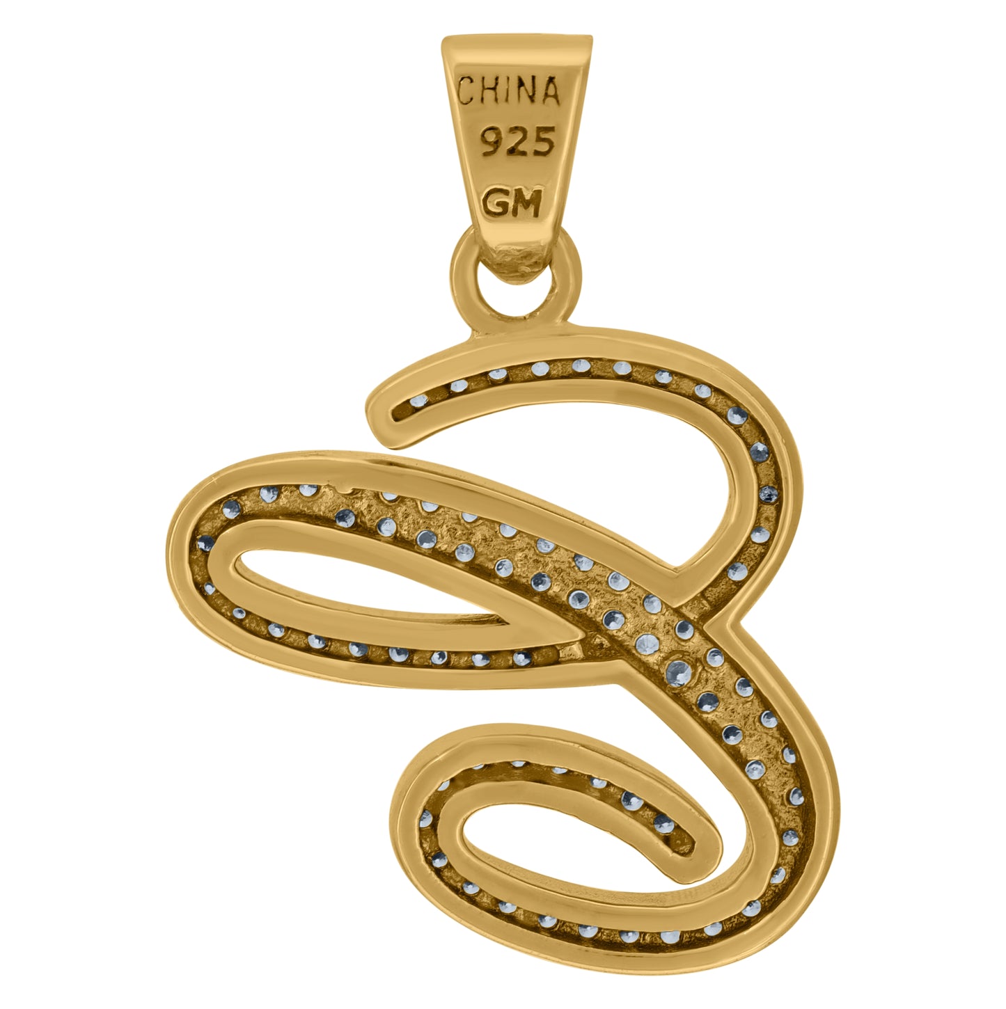 Sterling Silver Unisex Cubic-Zirconia Initial Alphabet Charm Pendant
