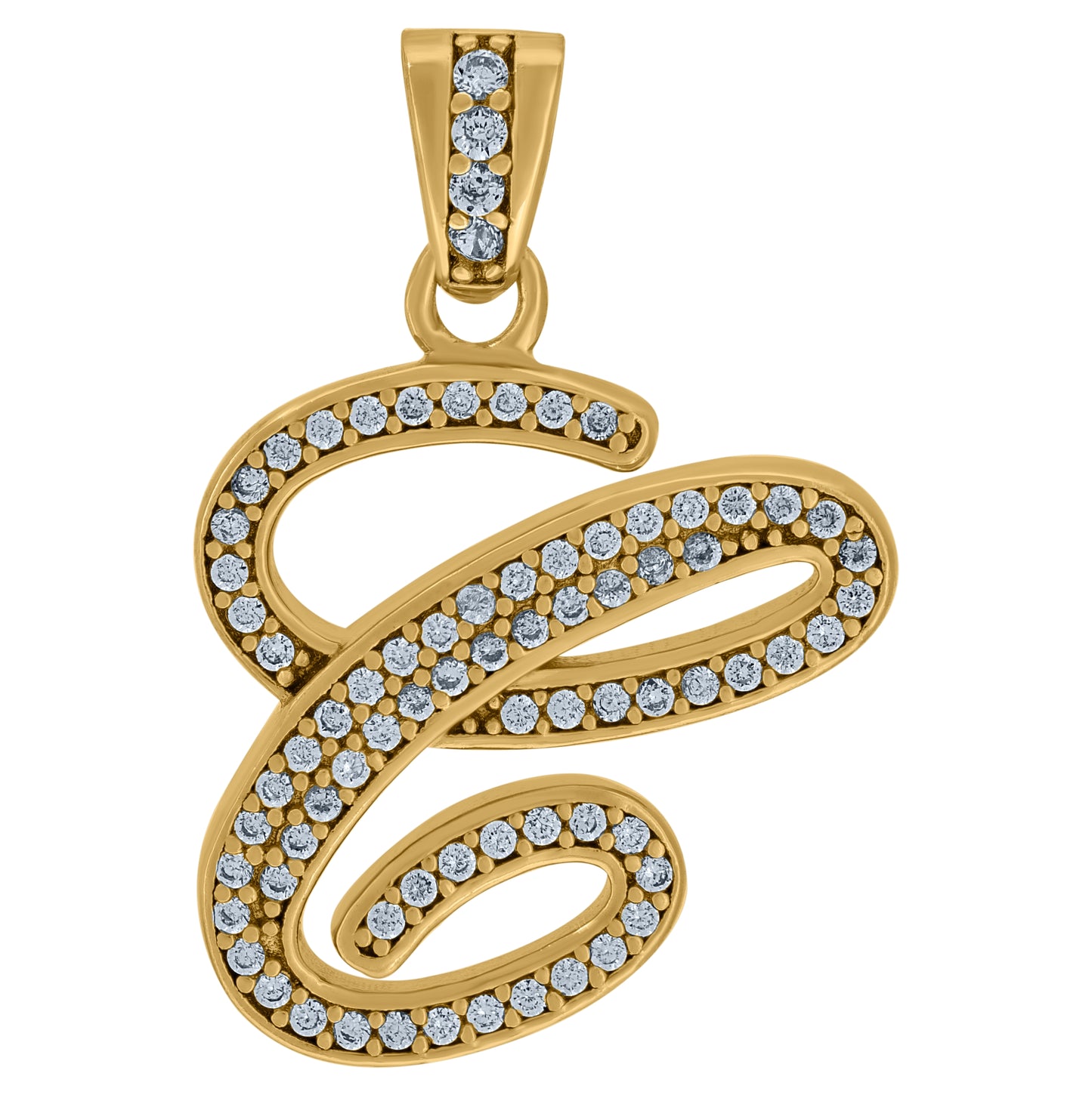 Sterling Silver Unisex Cubic-Zirconia Initial Alphabet Charm Pendant