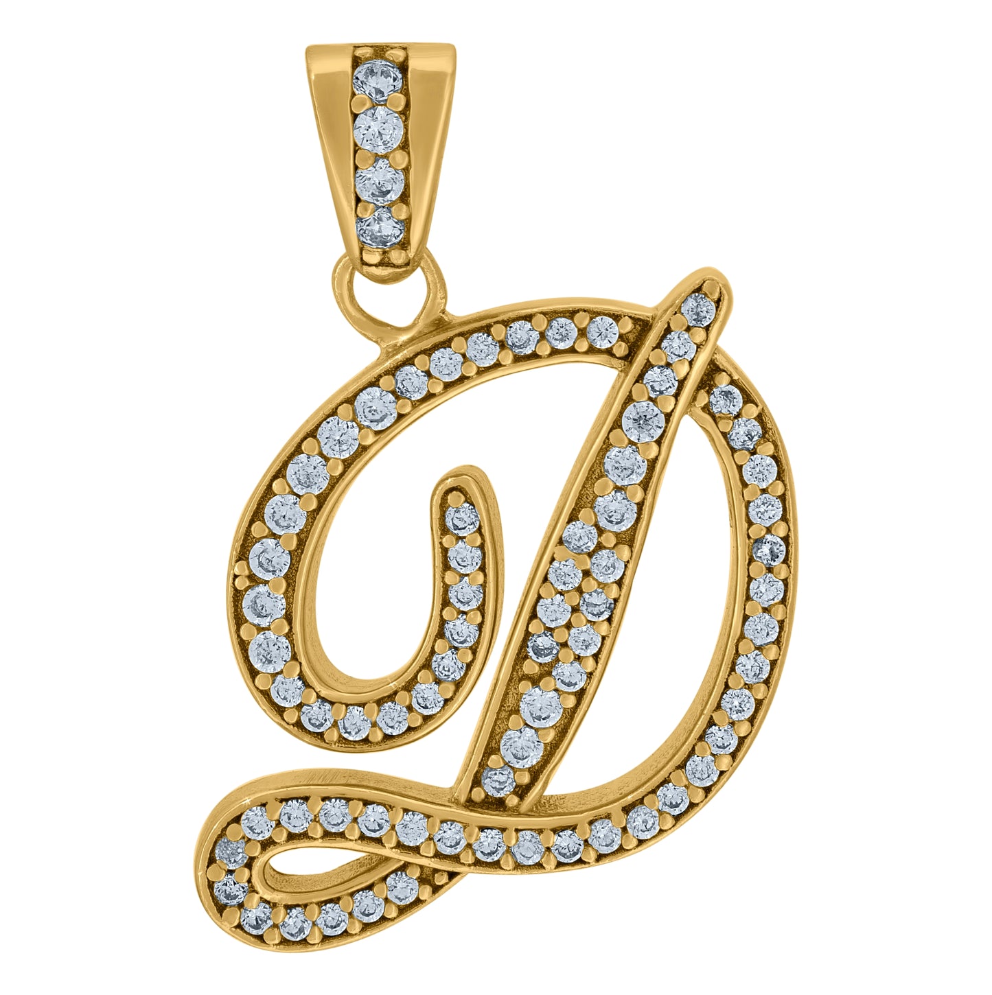 Sterling Silver Unisex Cubic-Zirconia Initial Alphabet Charm Pendant