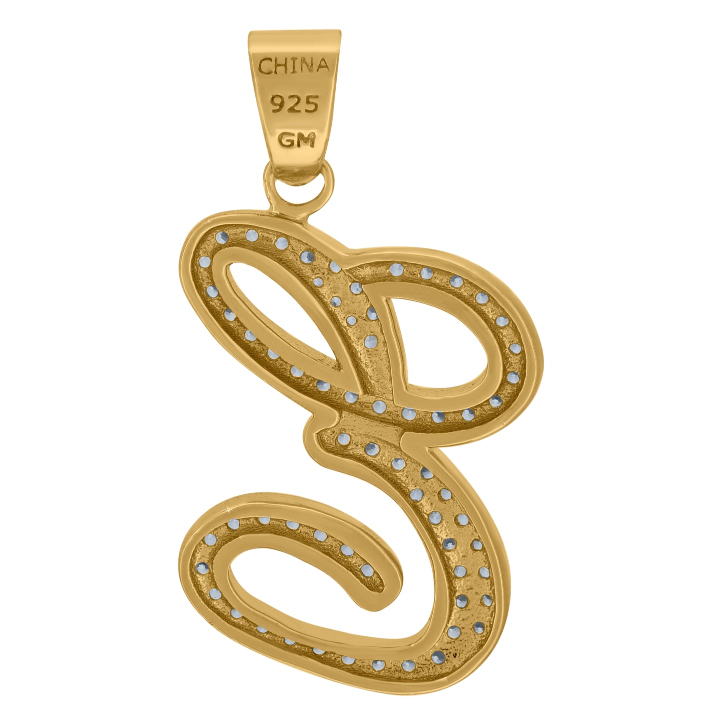 Sterling Silver Unisex Cubic-Zirconia Initial Alphabet Charm Pendant