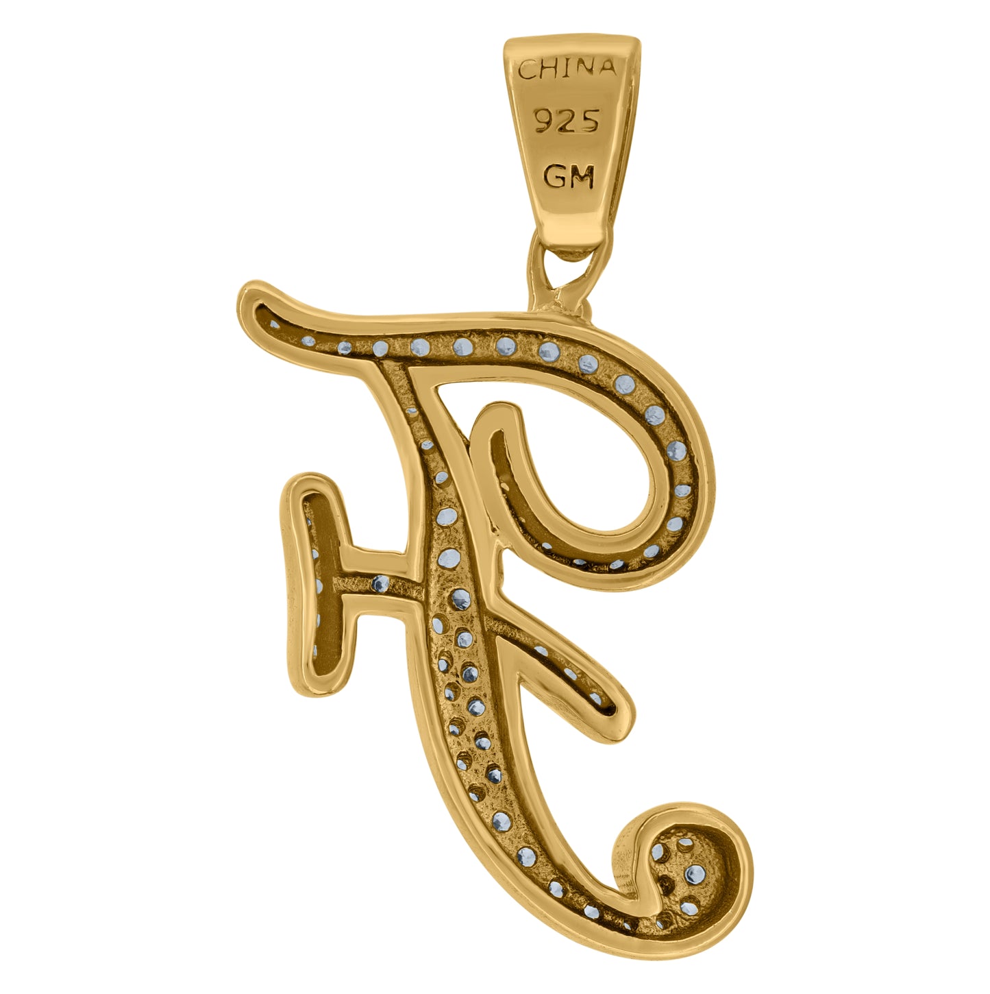 Sterling Silver Unisex Cubic-Zirconia Initial Alphabet Charm Pendant