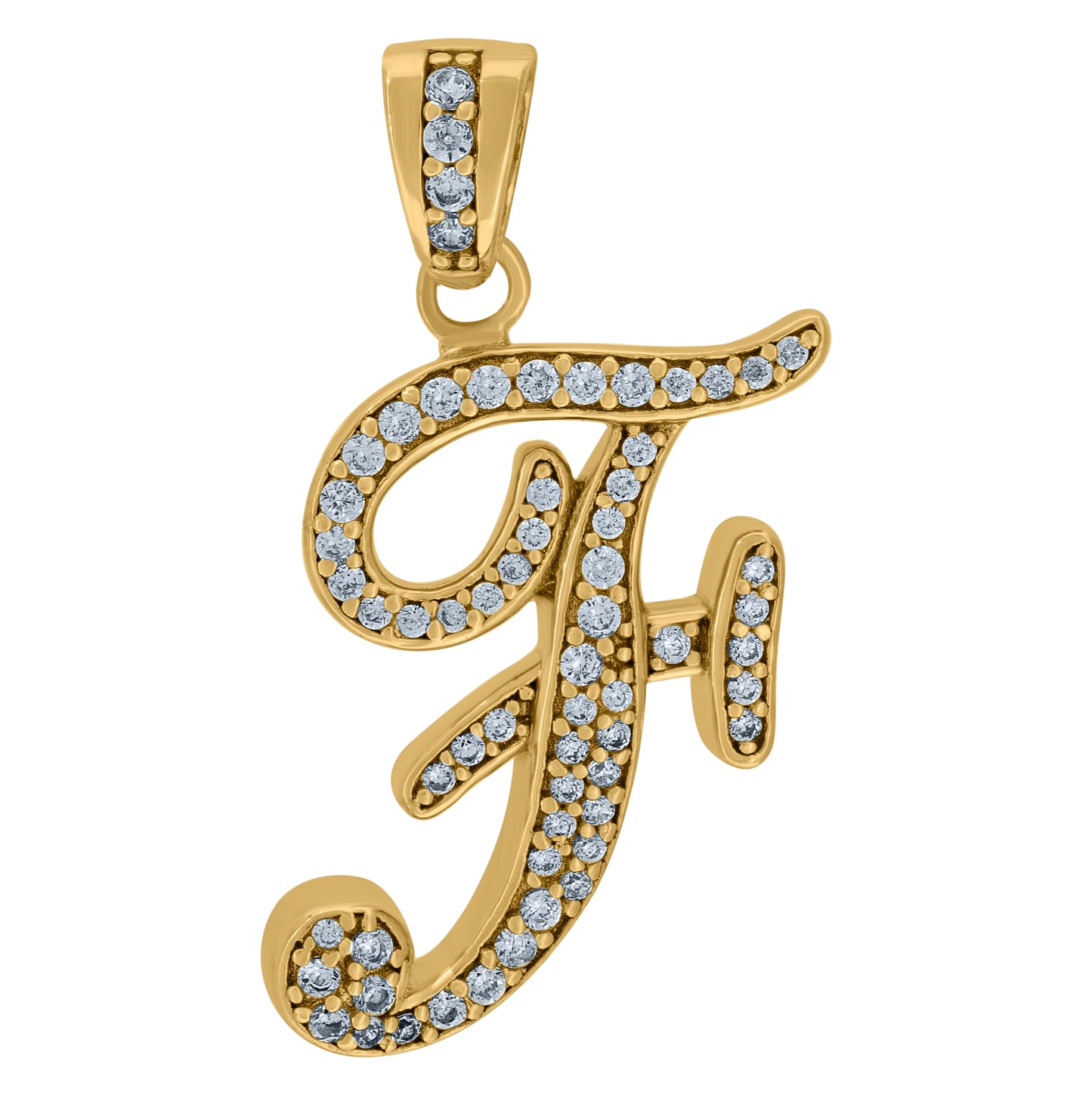 Sterling Silver Unisex Cubic-Zirconia Initial Alphabet Charm Pendant
