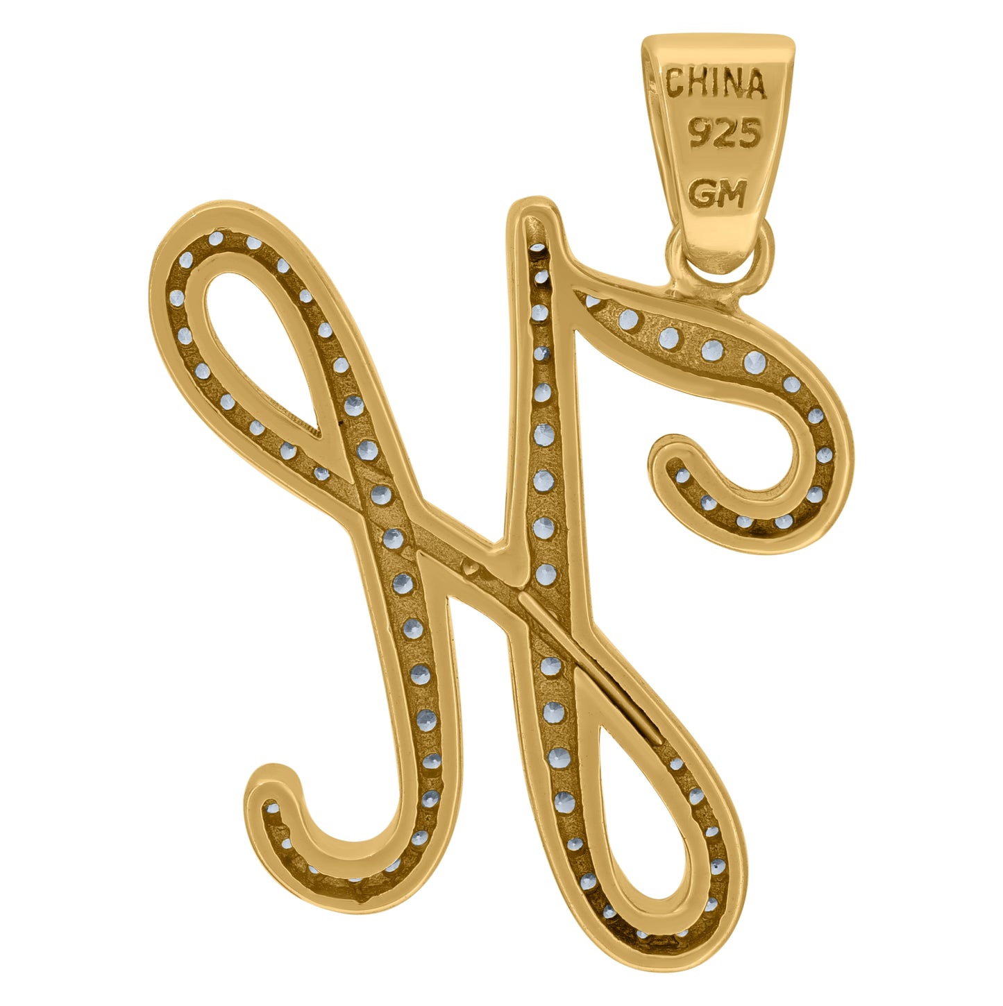 Sterling Silver Unisex Cubic-Zirconia Initial Alphabet Charm Pendant