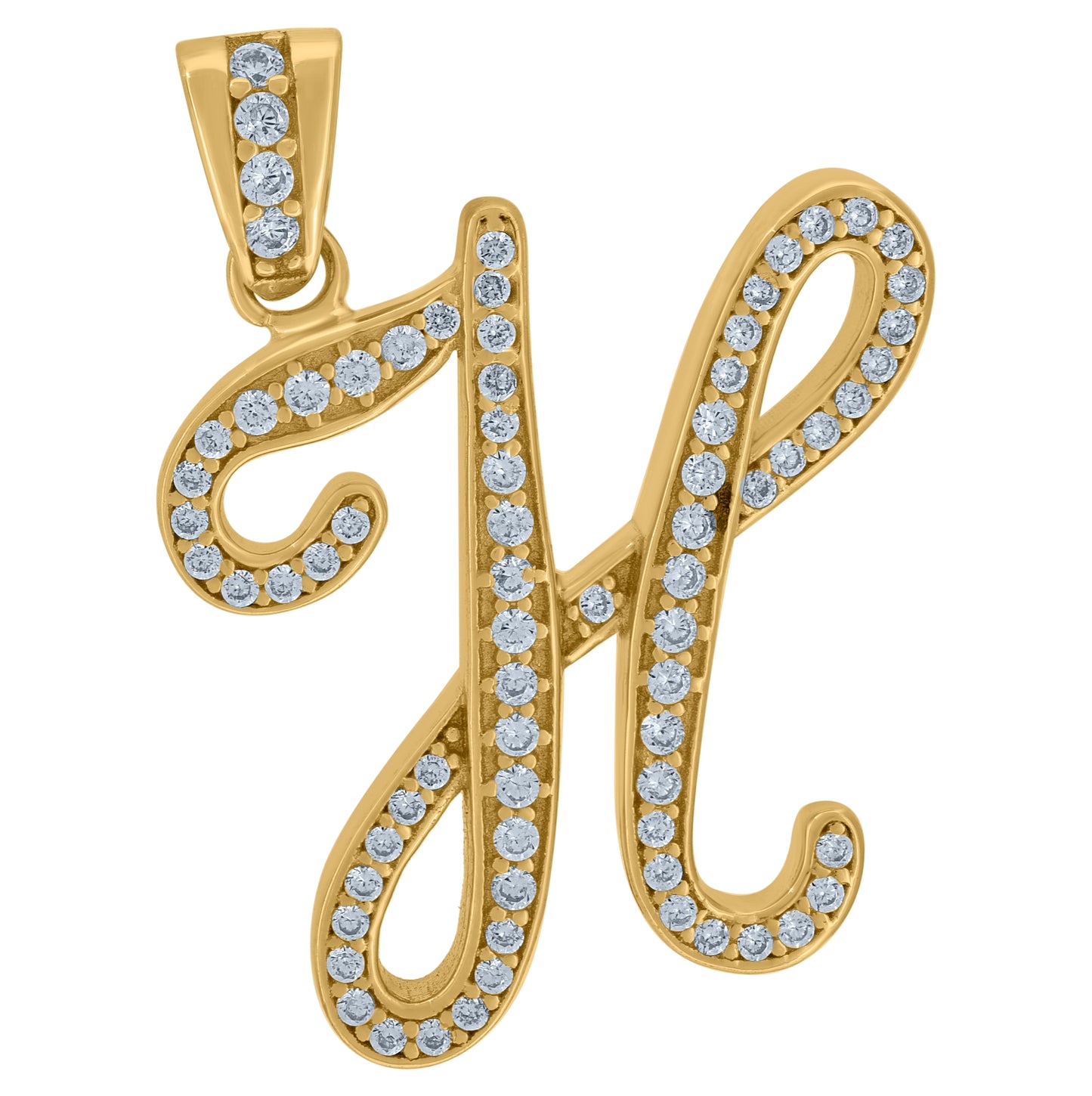 Sterling Silver Unisex Cubic-Zirconia Initial Alphabet Charm Pendant