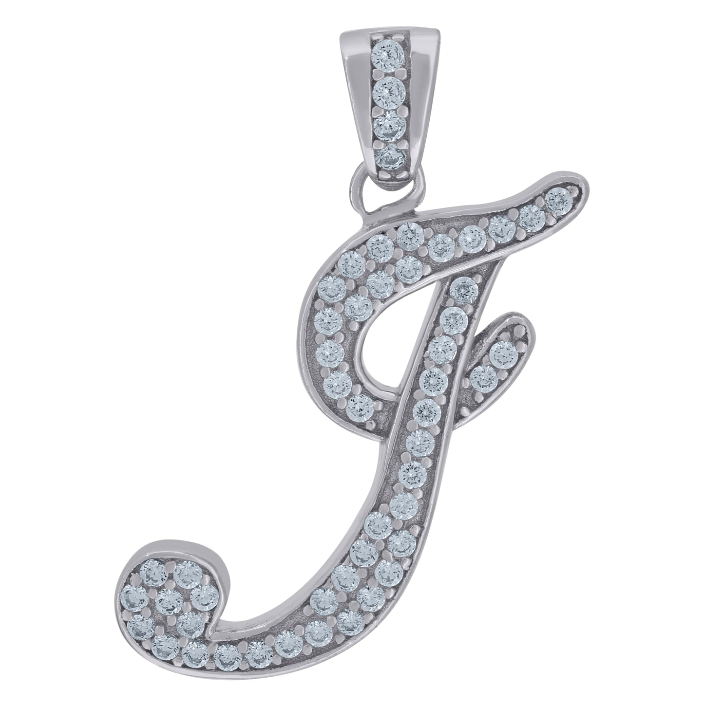 Sterling Silver Unisex Cubic-Zirconia Initial Alphabet Charm Pendant