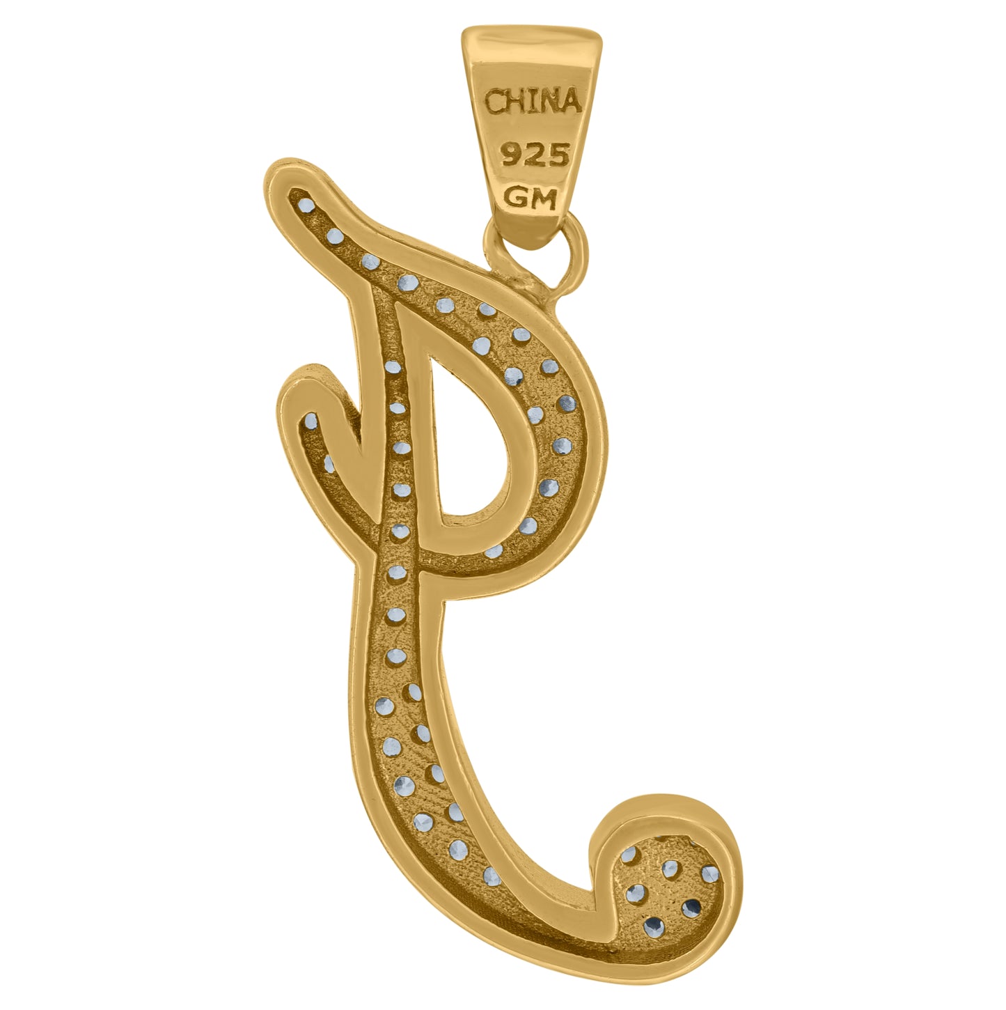 Sterling Silver Unisex Cubic-Zirconia Initial Alphabet Charm Pendant