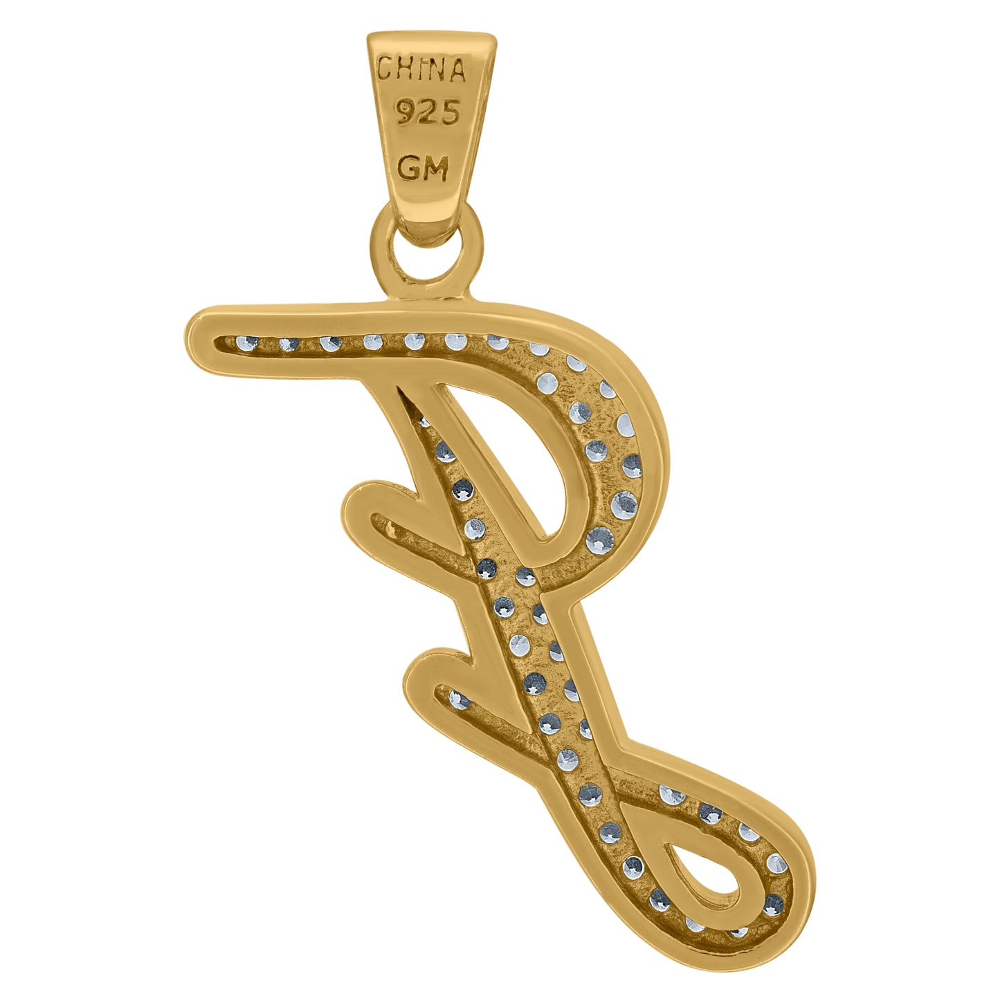 Sterling Silver Unisex Cubic-Zirconia Initial Alphabet Charm Pendant