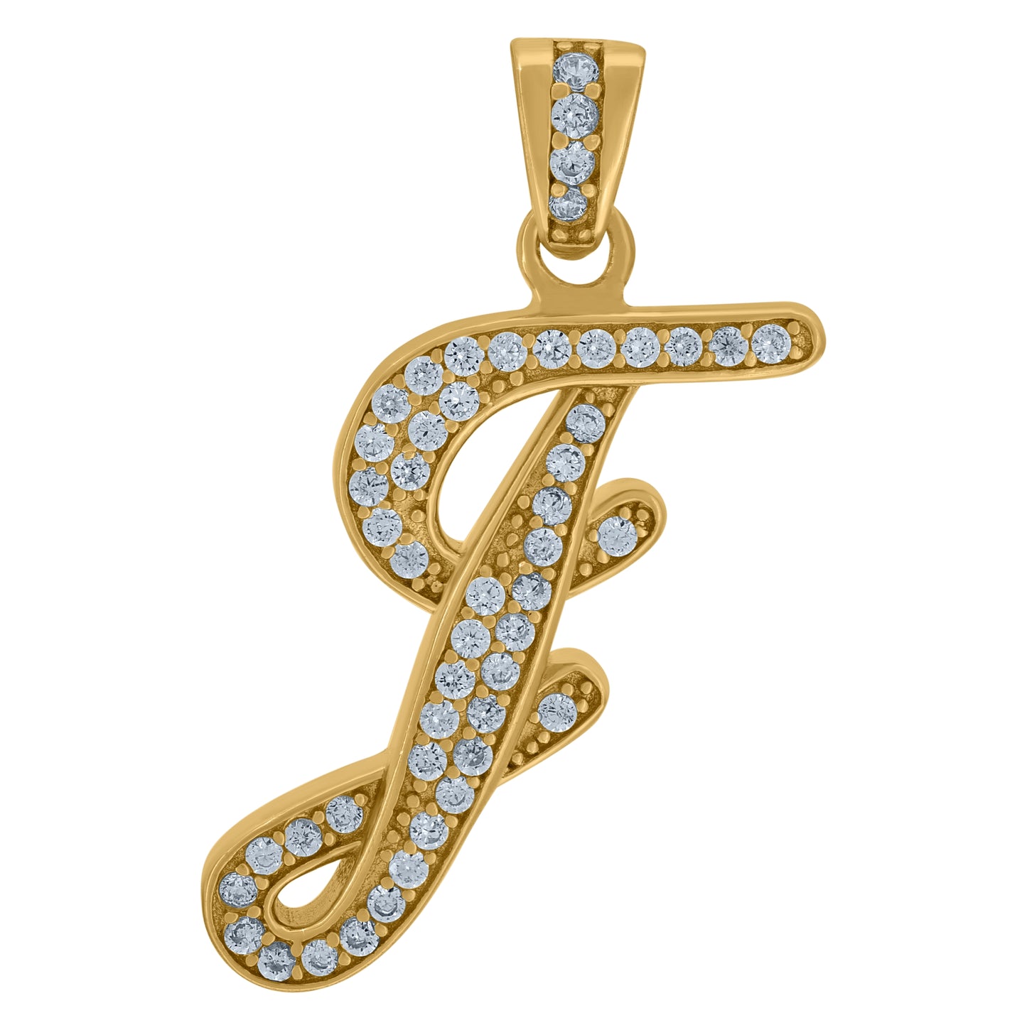 Sterling Silver Unisex Cubic-Zirconia Initial Alphabet Charm Pendant