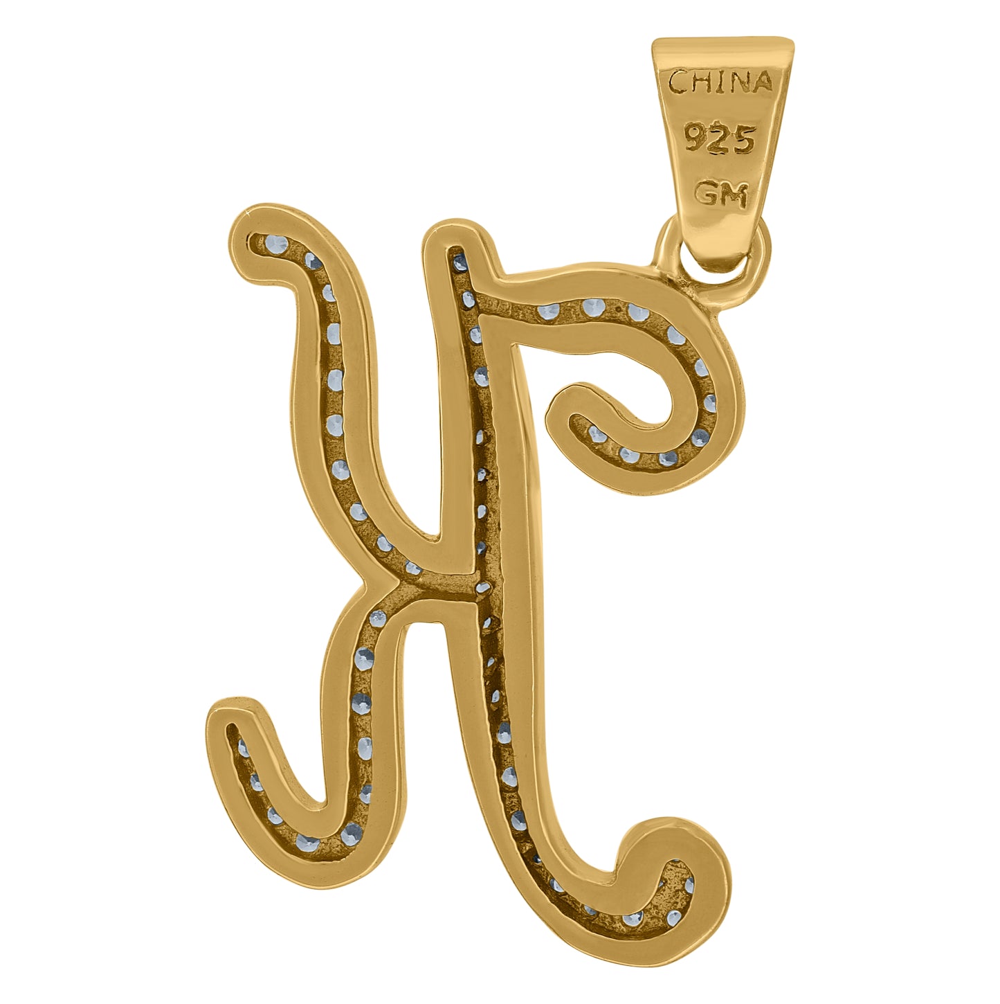 Sterling Silver Unisex Cubic-Zirconia Initial Alphabet Charm Pendant