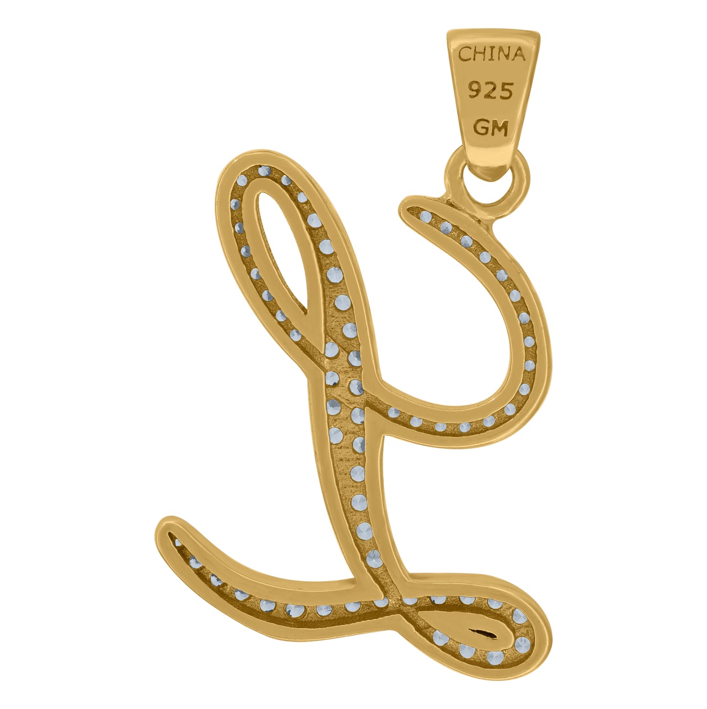 Sterling Silver Unisex Cubic-Zirconia Initial Alphabet Charm Pendant