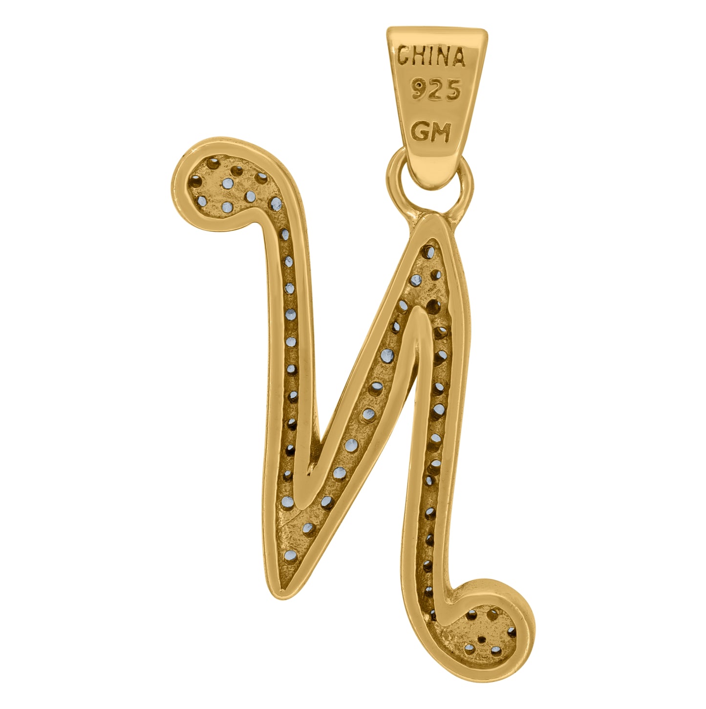 Sterling Silver Unisex Cubic-Zirconia Initial Alphabet Charm Pendant