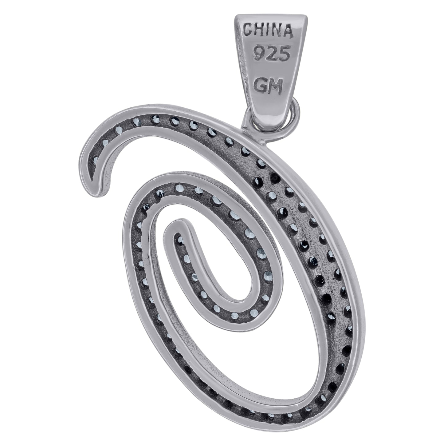 Sterling Silver Unisex Cubic-Zirconia Initial Alphabet Charm Pendant
