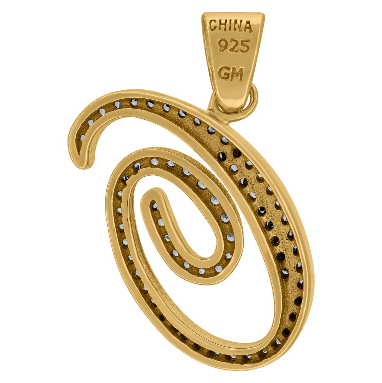 Sterling Silver Unisex Cubic-Zirconia Initial Alphabet Charm Pendant