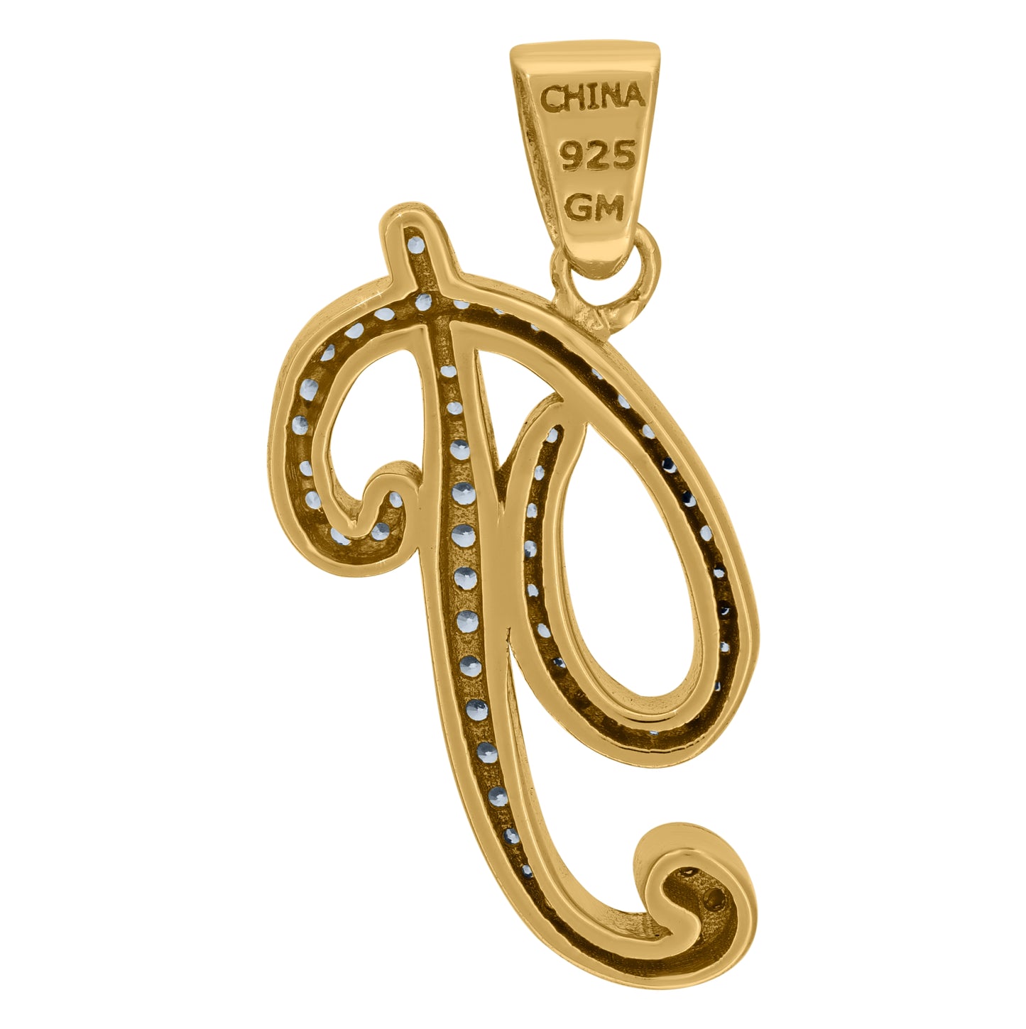 Sterling Silver Unisex Cubic-Zirconia Initial Alphabet Charm Pendant