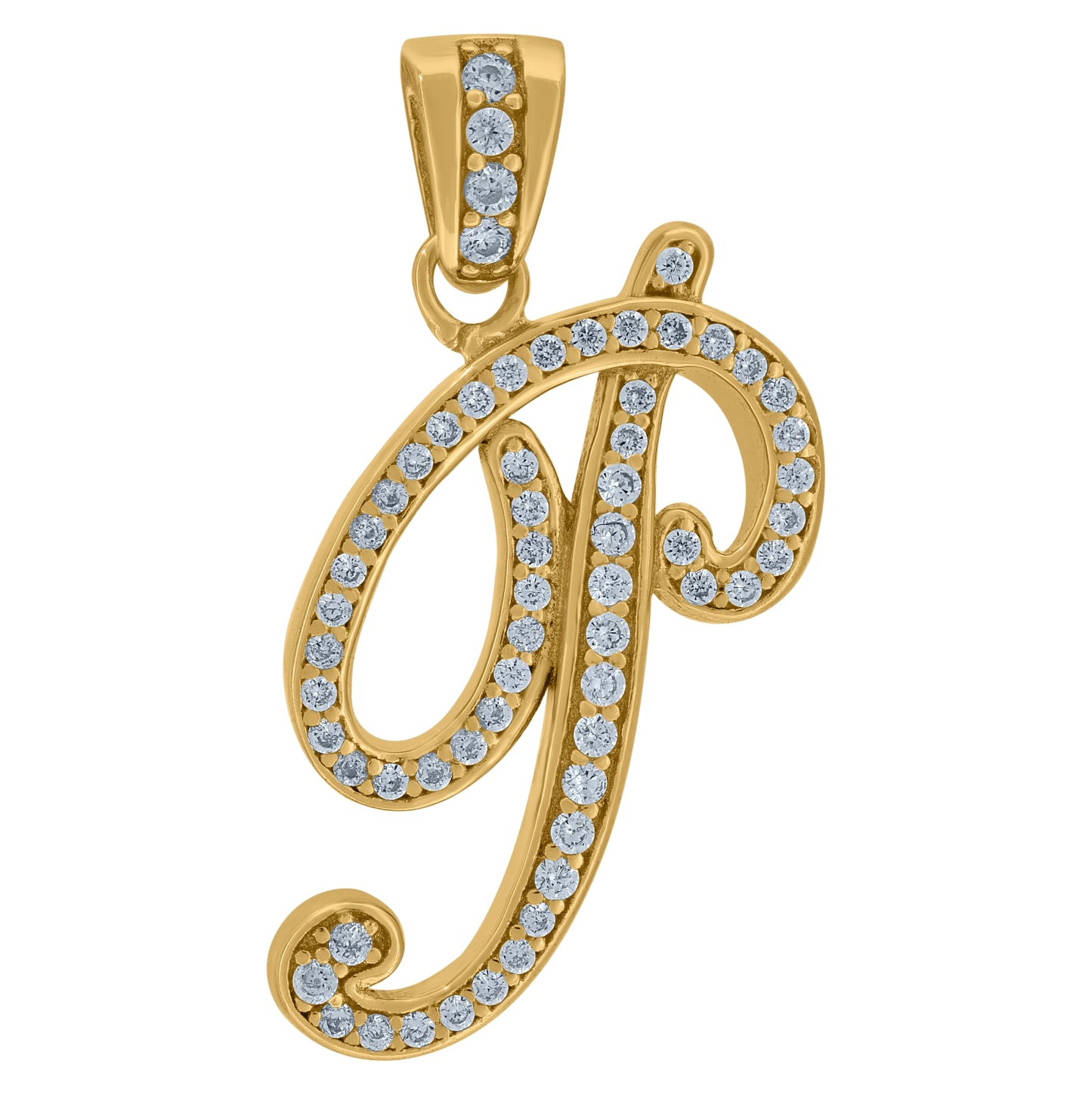 Sterling Silver Unisex Cubic-Zirconia Initial Alphabet Charm Pendant
