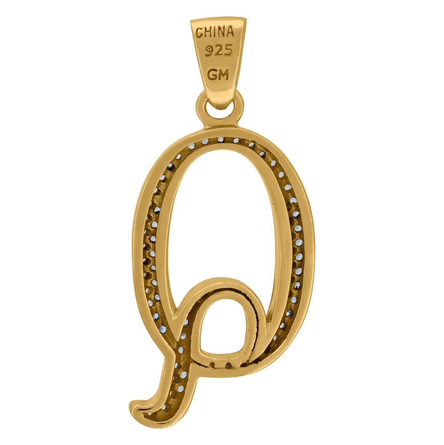Sterling Silver Unisex Cubic-Zirconia Initial Alphabet Charm Pendant