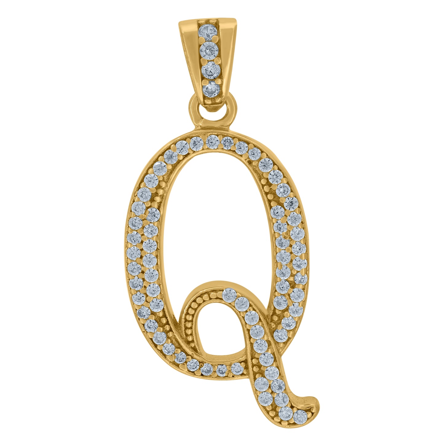 Sterling Silver Unisex Cubic-Zirconia Initial Alphabet Charm Pendant