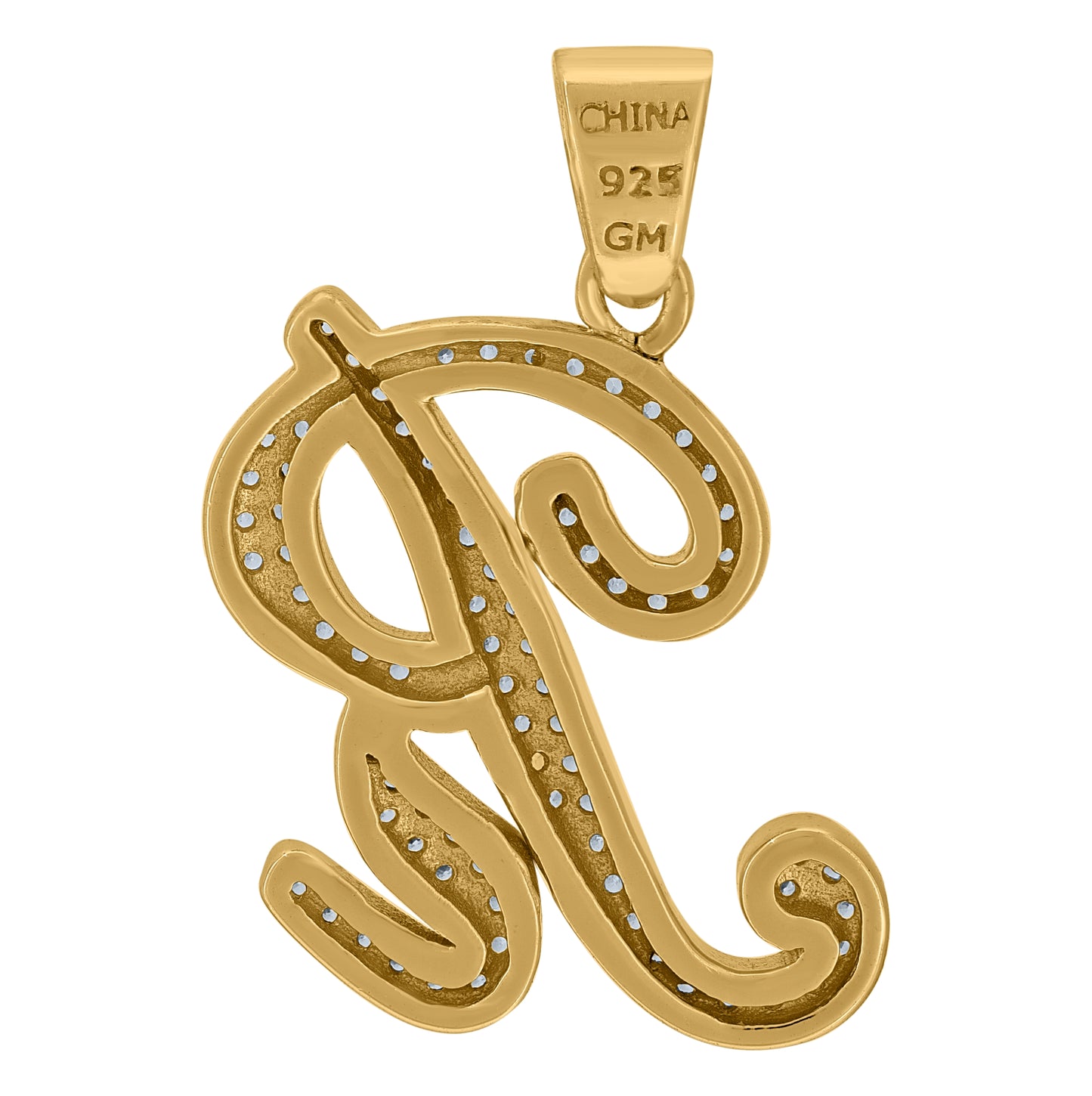 Sterling Silver Unisex Cubic-Zirconia Initial Alphabet Charm Pendant