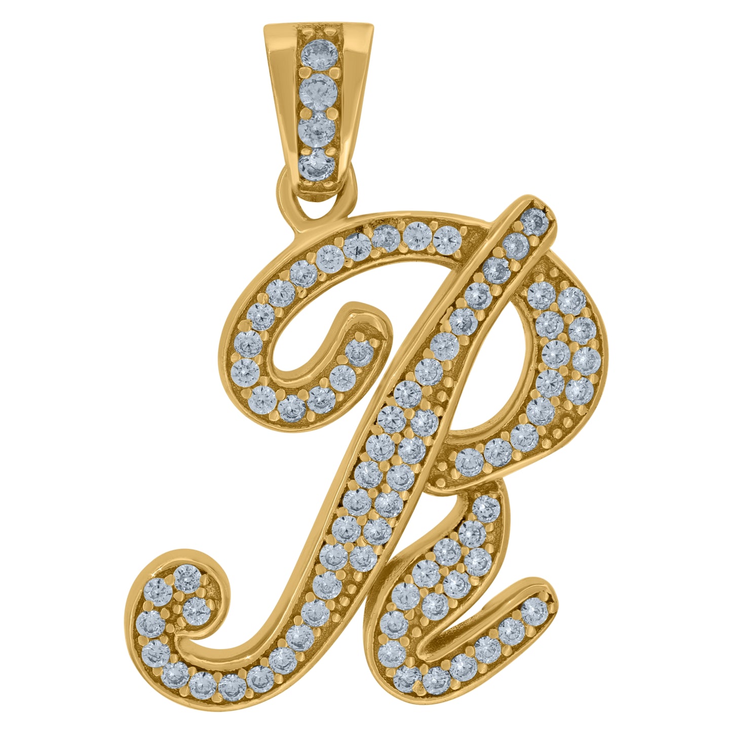 Sterling Silver Unisex Cubic-Zirconia Initial Alphabet Charm Pendant