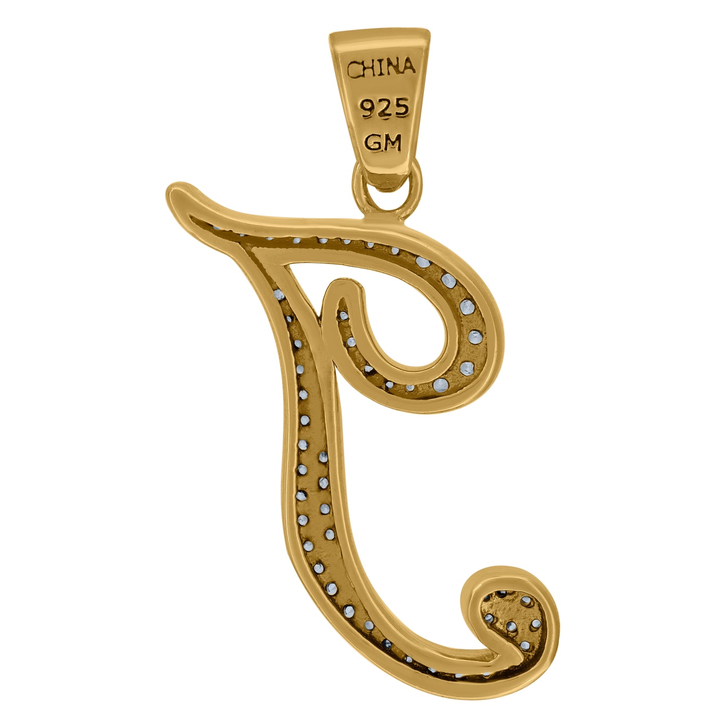 Sterling Silver Unisex Cubic-Zirconia Initial Alphabet Charm Pendant
