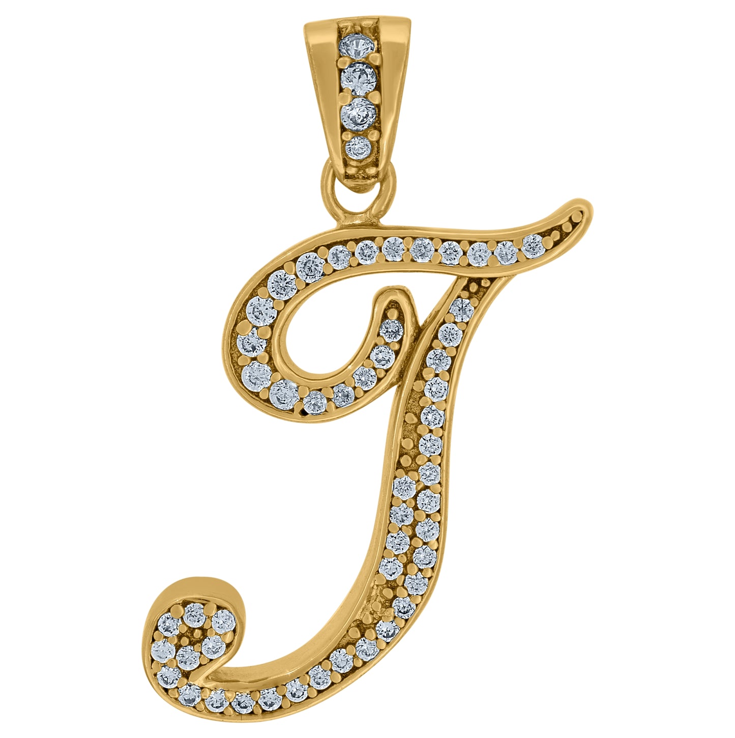 Sterling Silver Unisex Cubic-Zirconia Initial Alphabet Charm Pendant