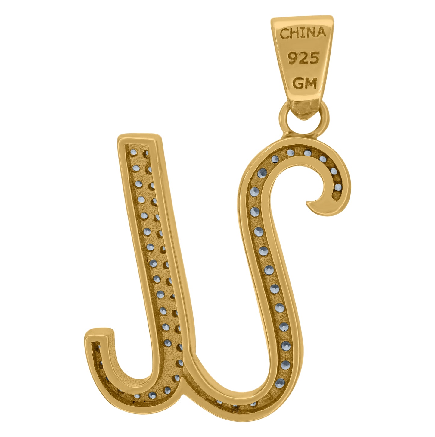 Sterling Silver Unisex Cubic-Zirconia Initial Alphabet Charm Pendant
